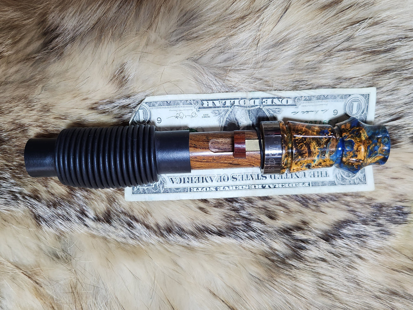 Triple dyed boxelder burl adjustable grunt call