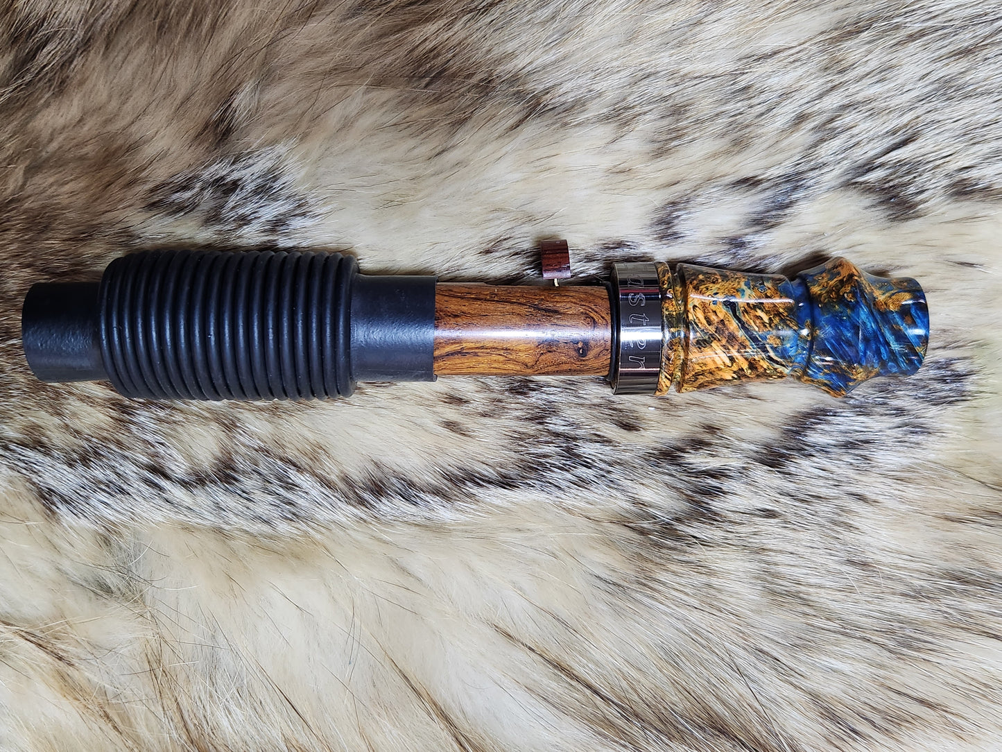 Triple dyed boxelder burl adjustable grunt call