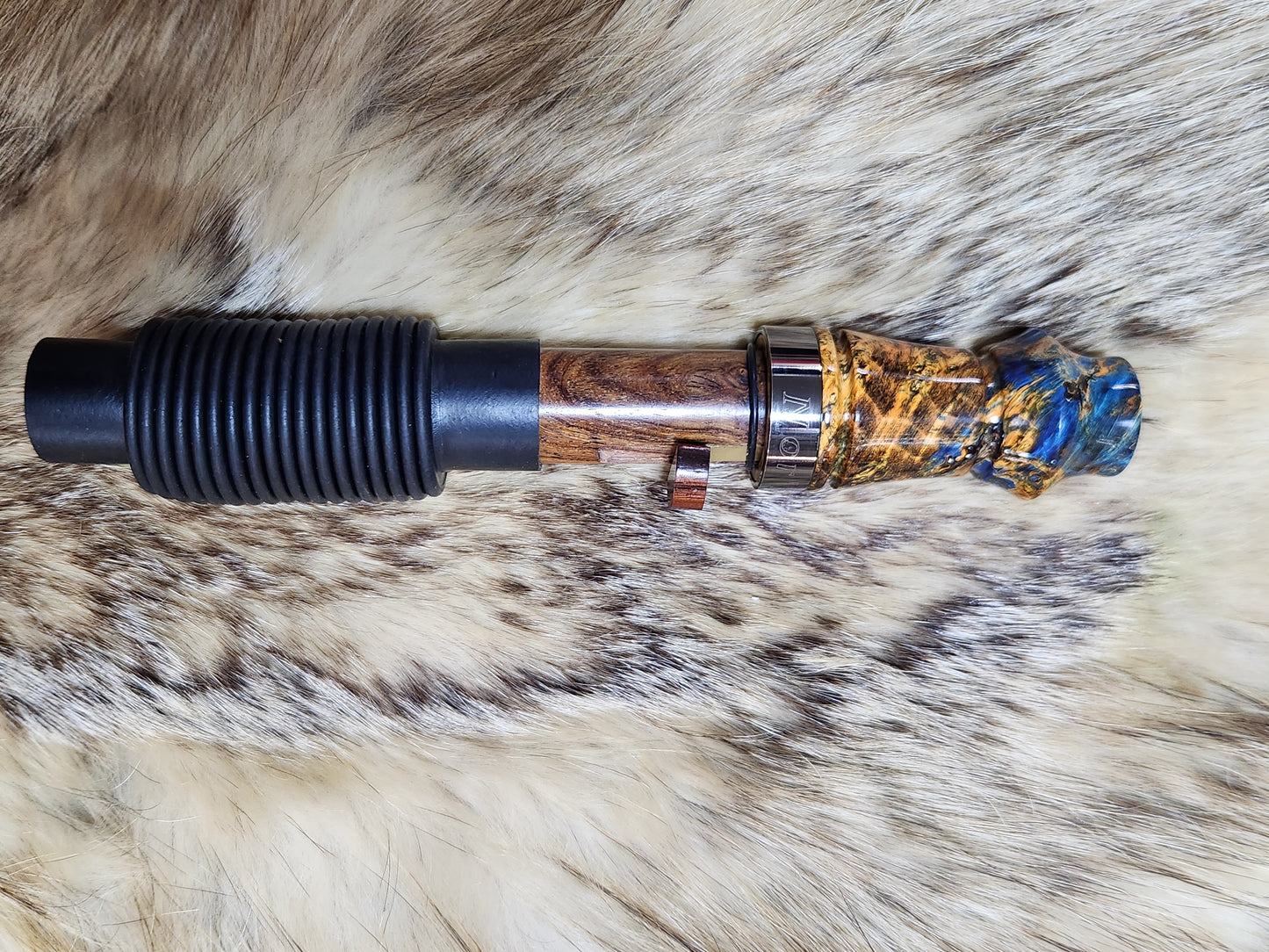 Triple dyed boxelder burl adjustable grunt call