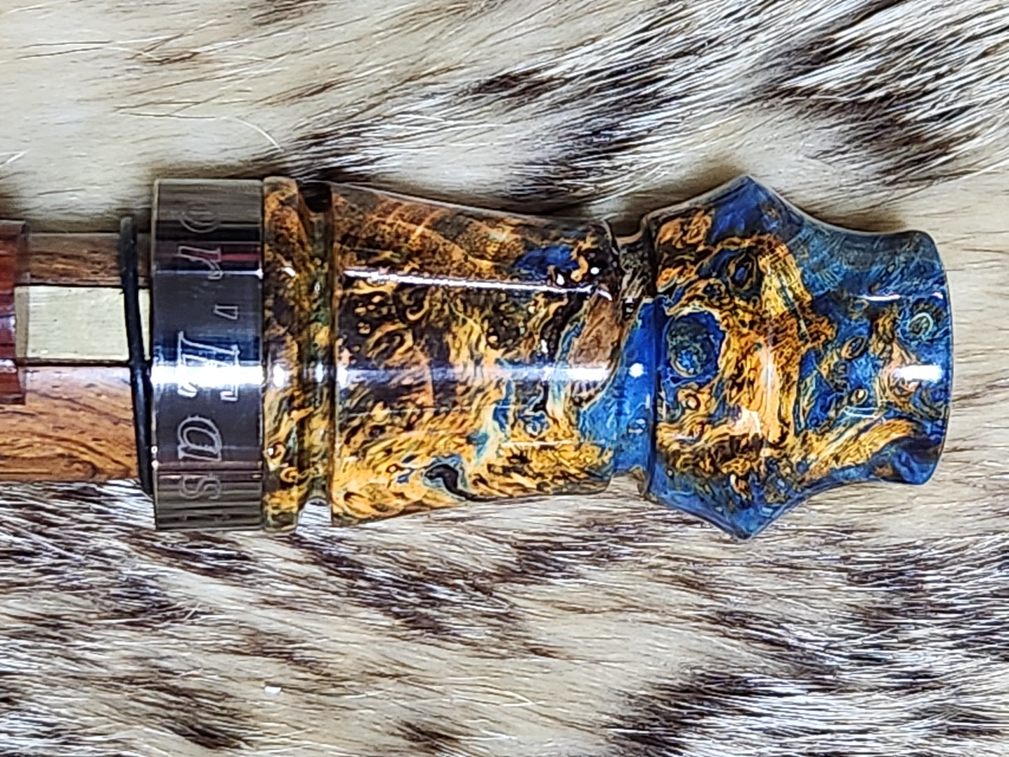Triple dyed boxelder burl adjustable grunt call