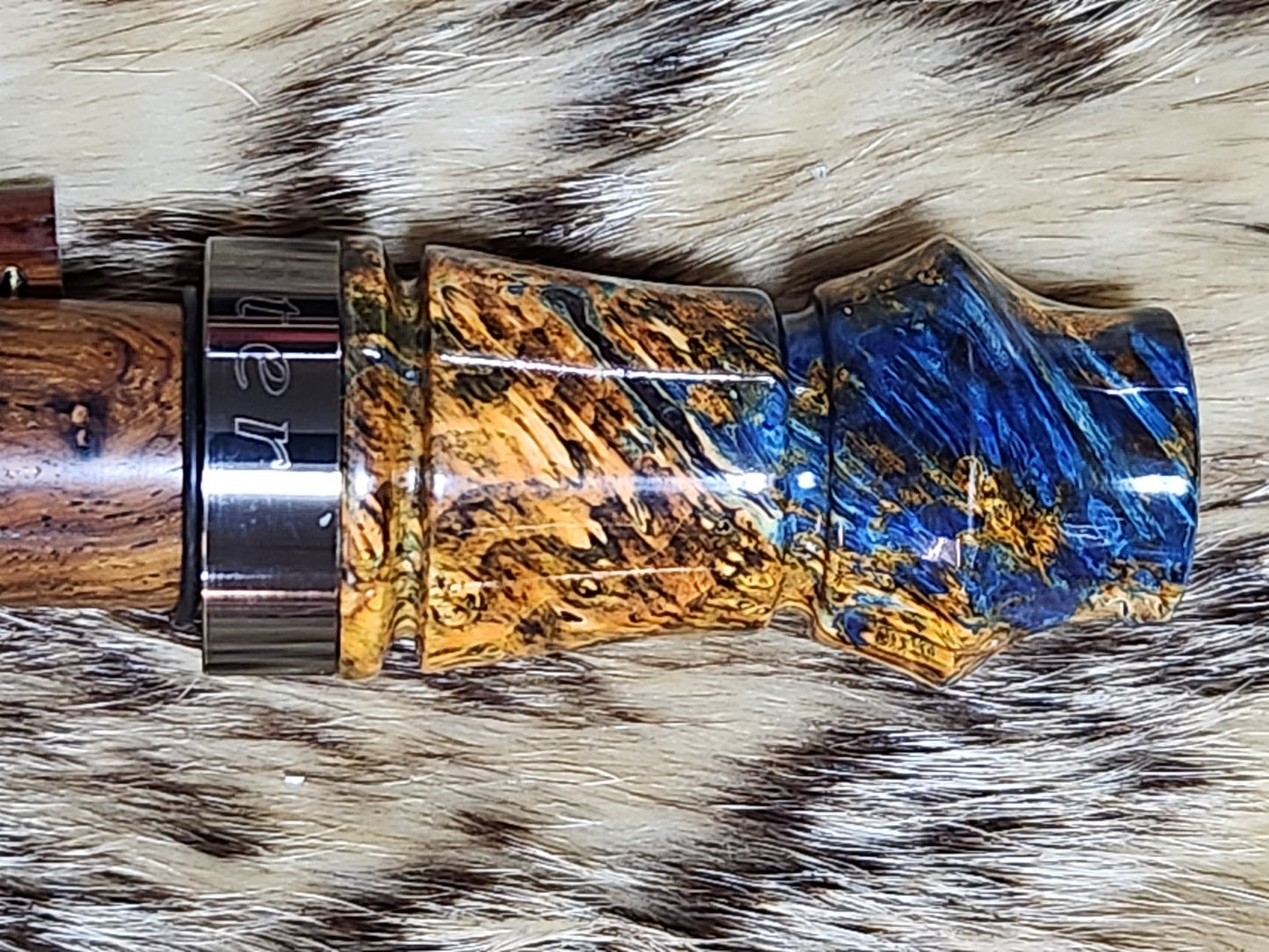 Triple dyed boxelder burl adjustable grunt call