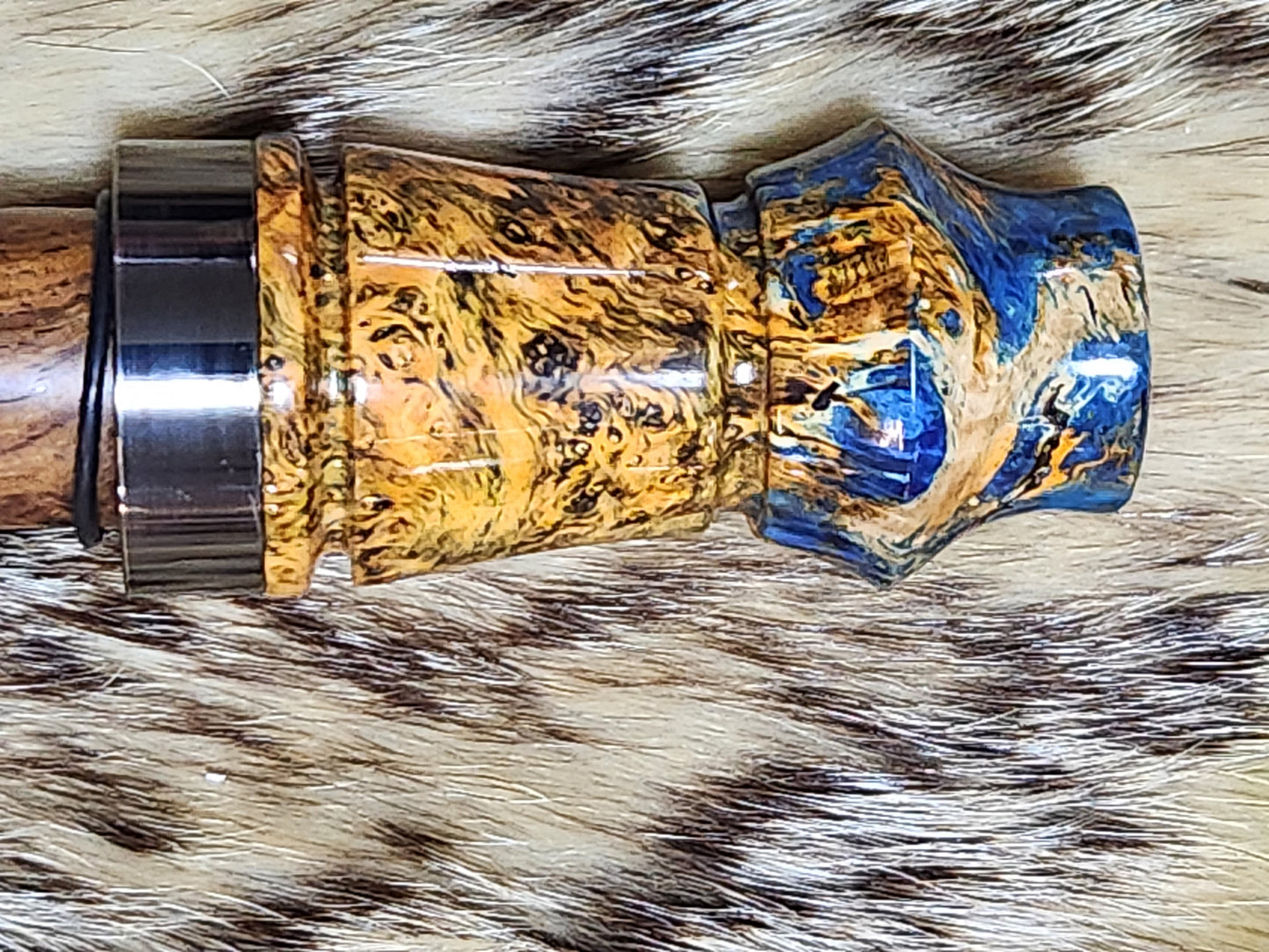 Triple dyed boxelder burl adjustable grunt call