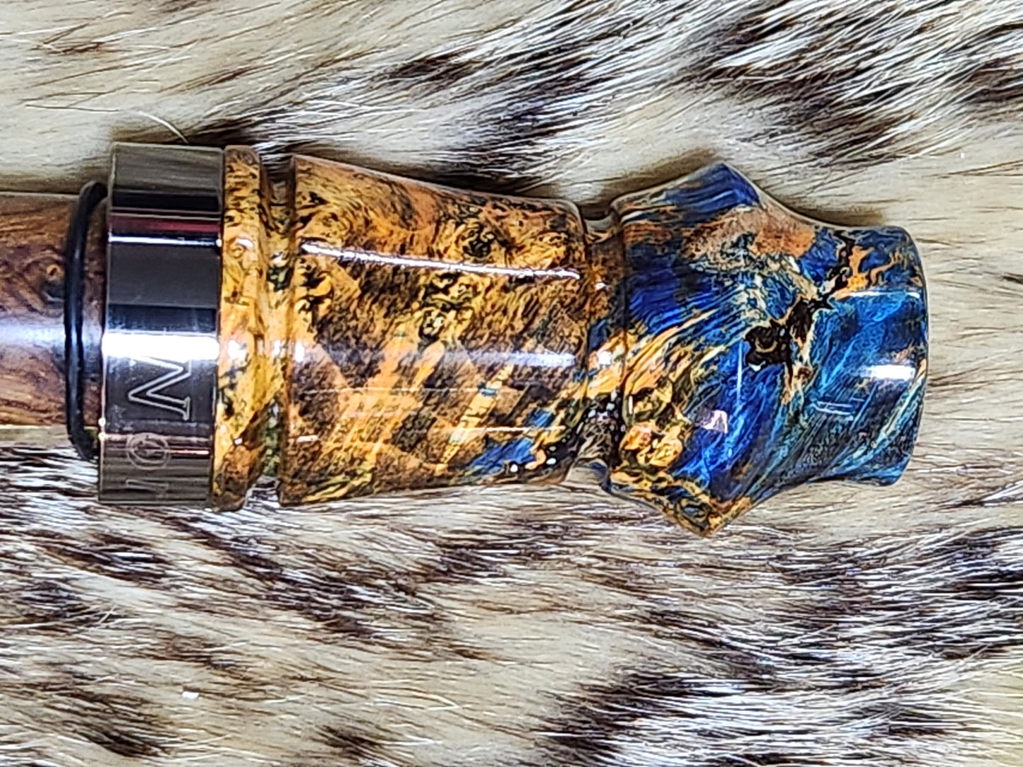 Triple dyed boxelder burl adjustable grunt call