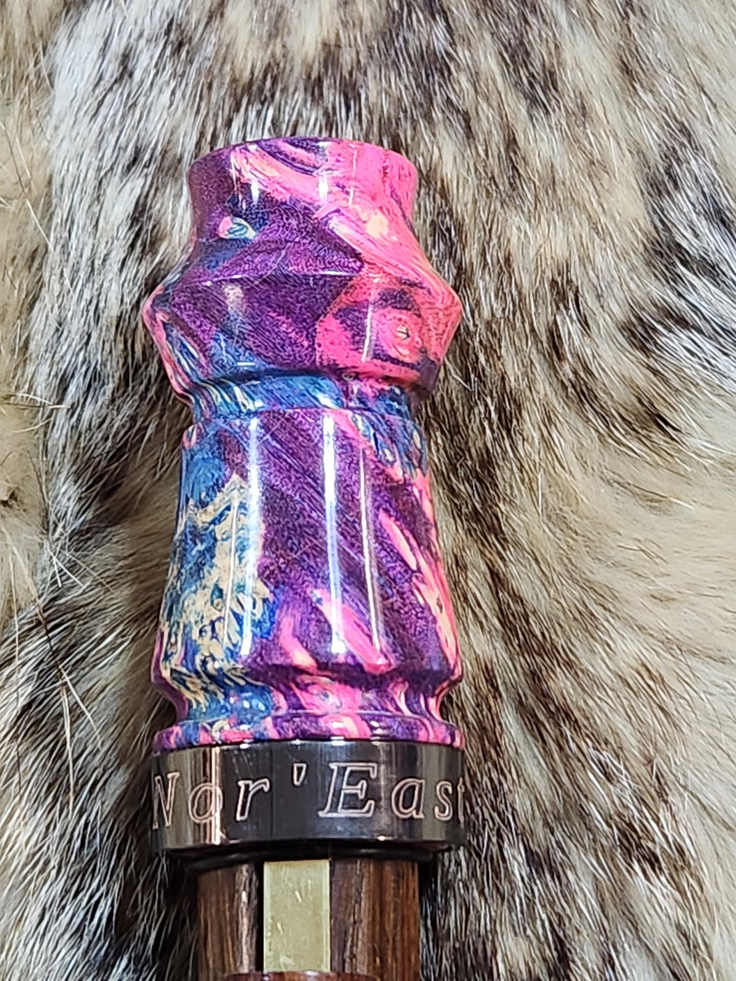Triple dyed boxelder burl adjustable deer grunt call