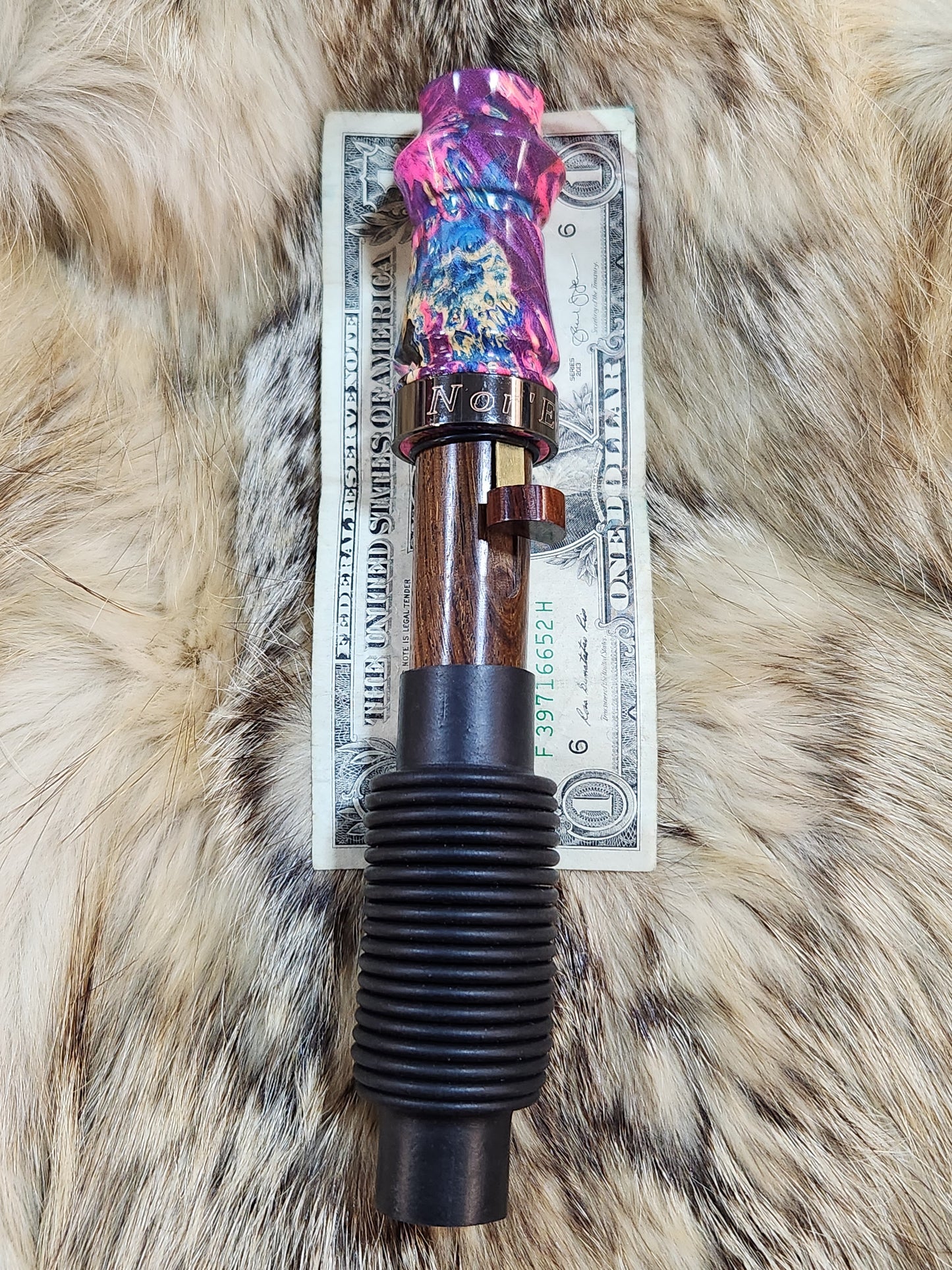 Triple dyed boxelder burl adjustable deer grunt call
