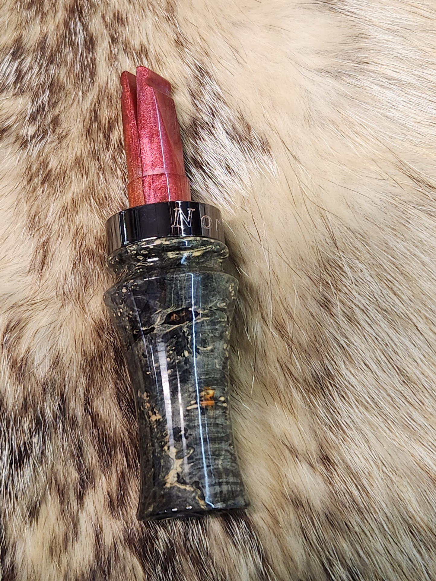 Stabilized boxelder burl crow Call