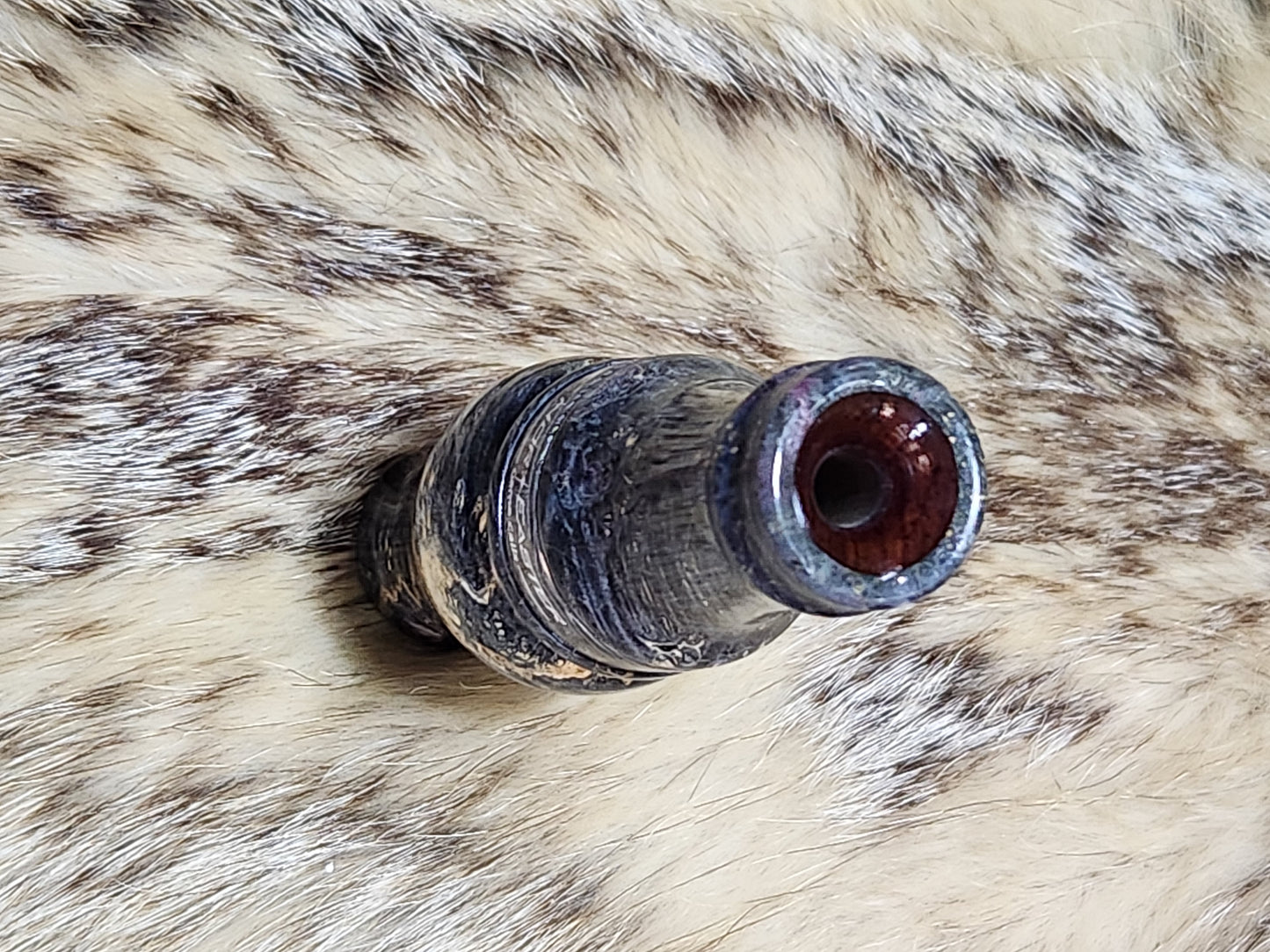 Boxelder burl wood double Reed Duck Call, Damascus band cocobolo wood tone board