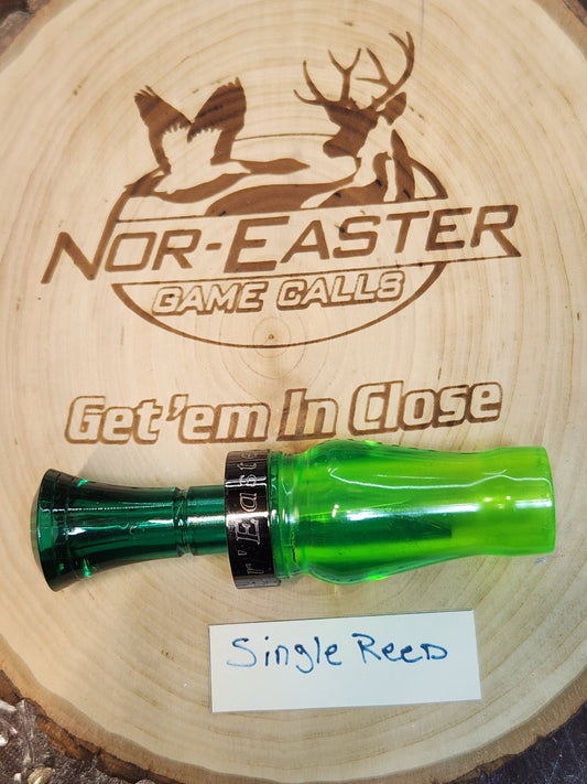 Single reed acrylic duck call chartreuse color