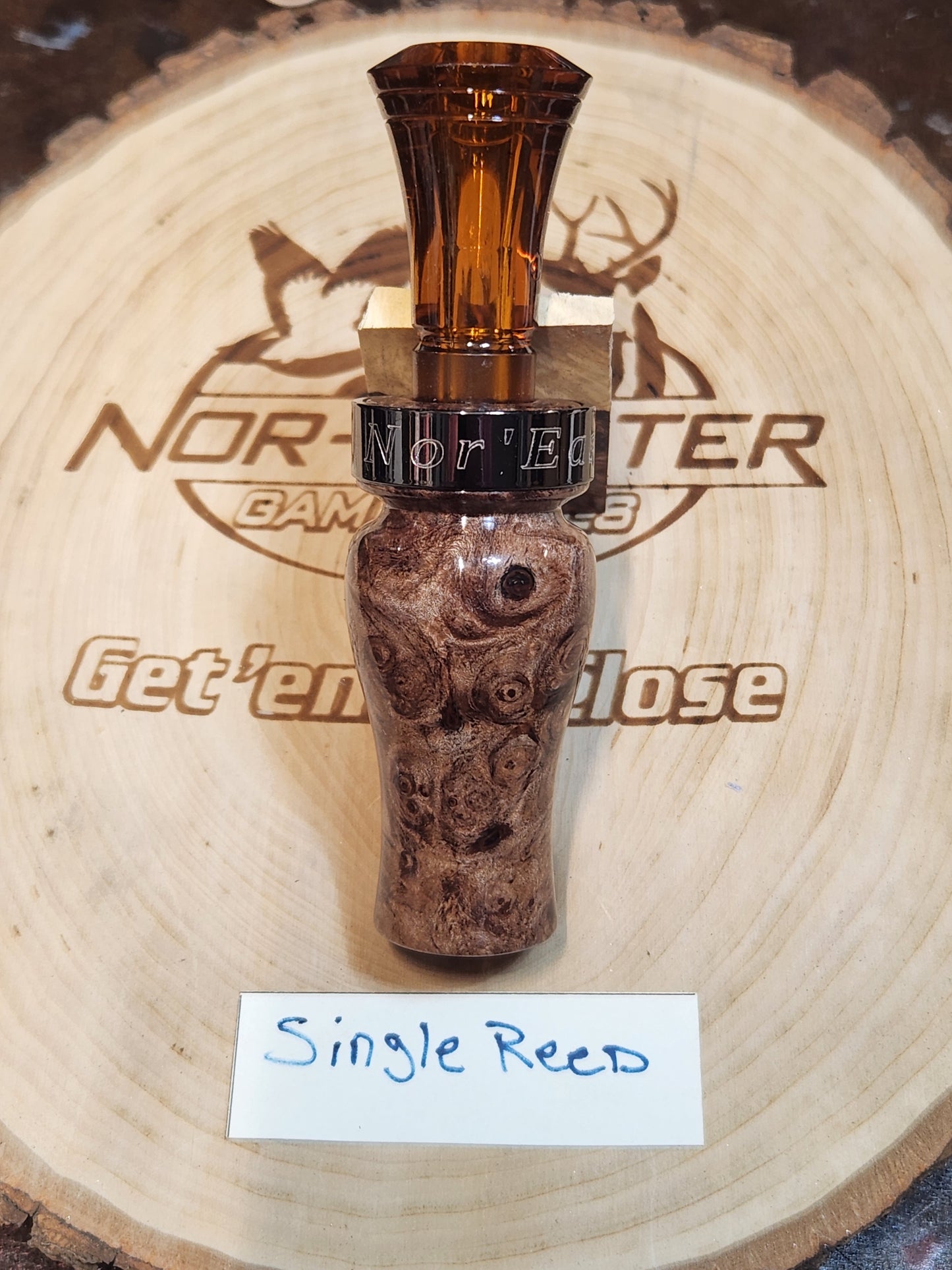 Maple burl wood single reed duck call