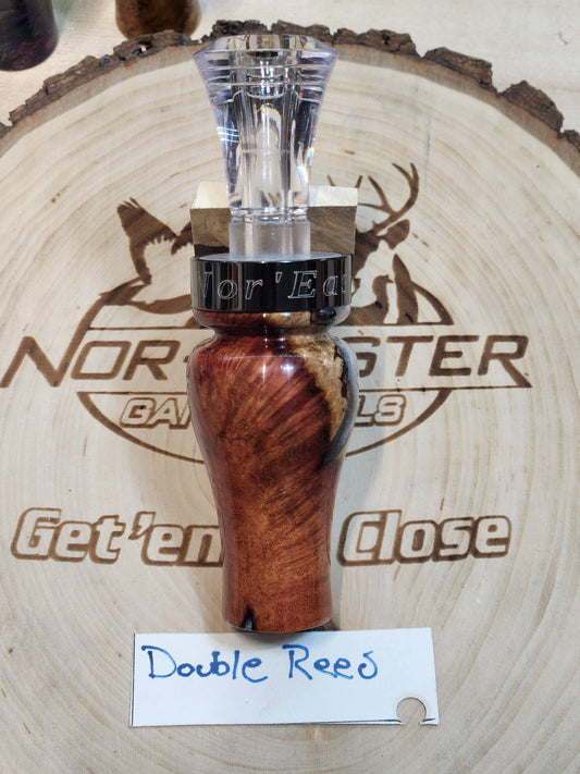 Double reed Blood Wood burl in resin Duck call