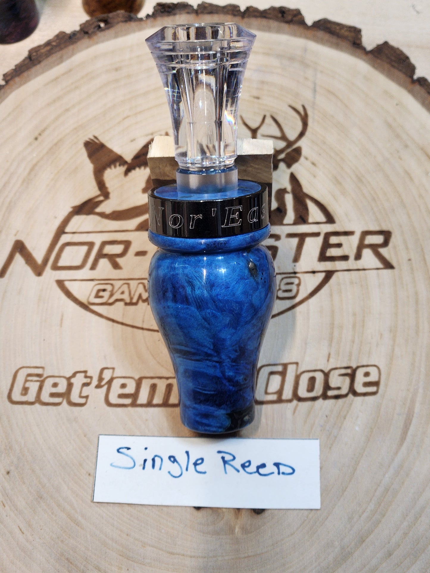 Amboyna burl wood single reed duck call