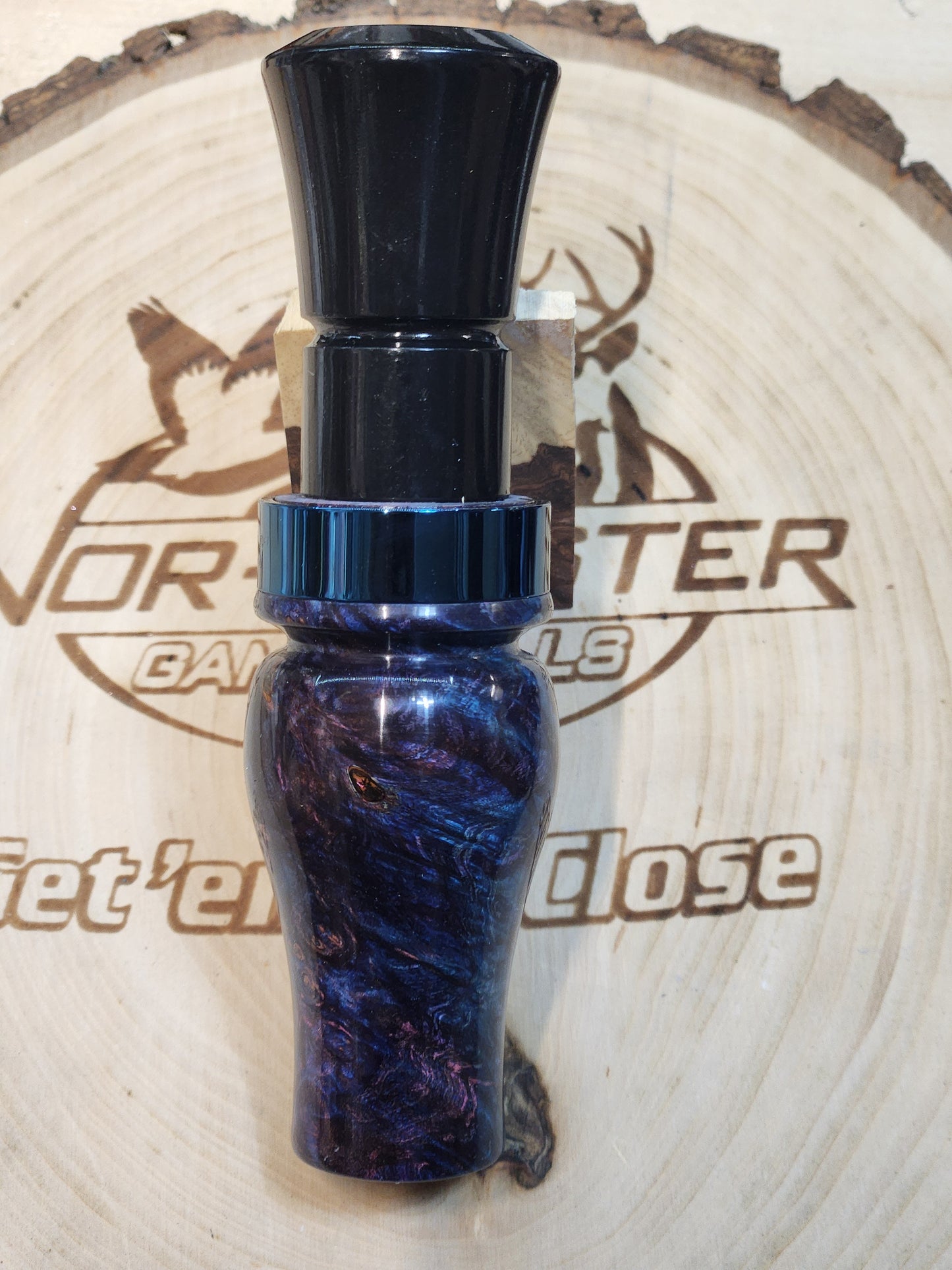 Amboyna burl wood short reed goose call