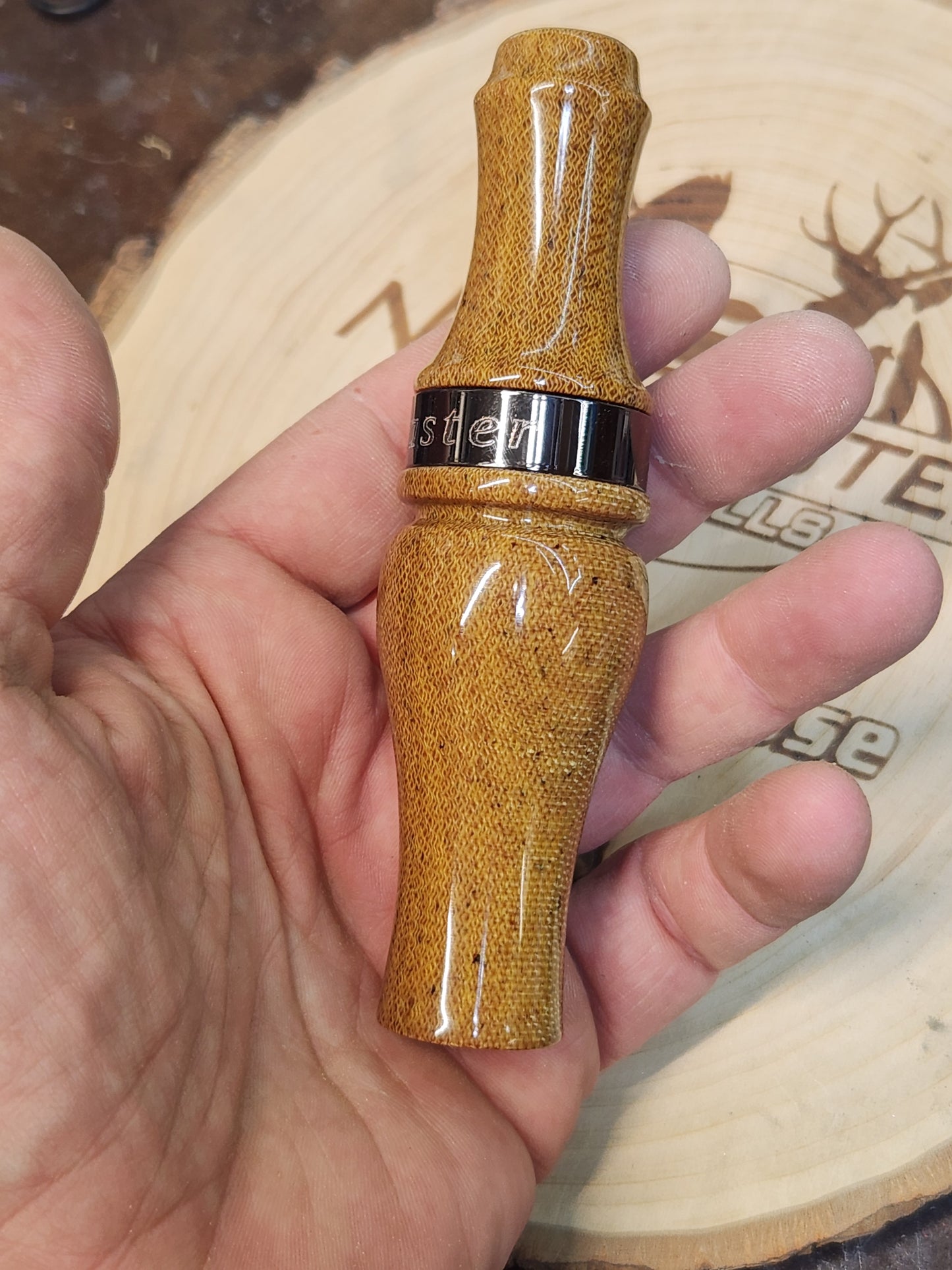 Vintage linen Westinghouse micarta double reed duck call
