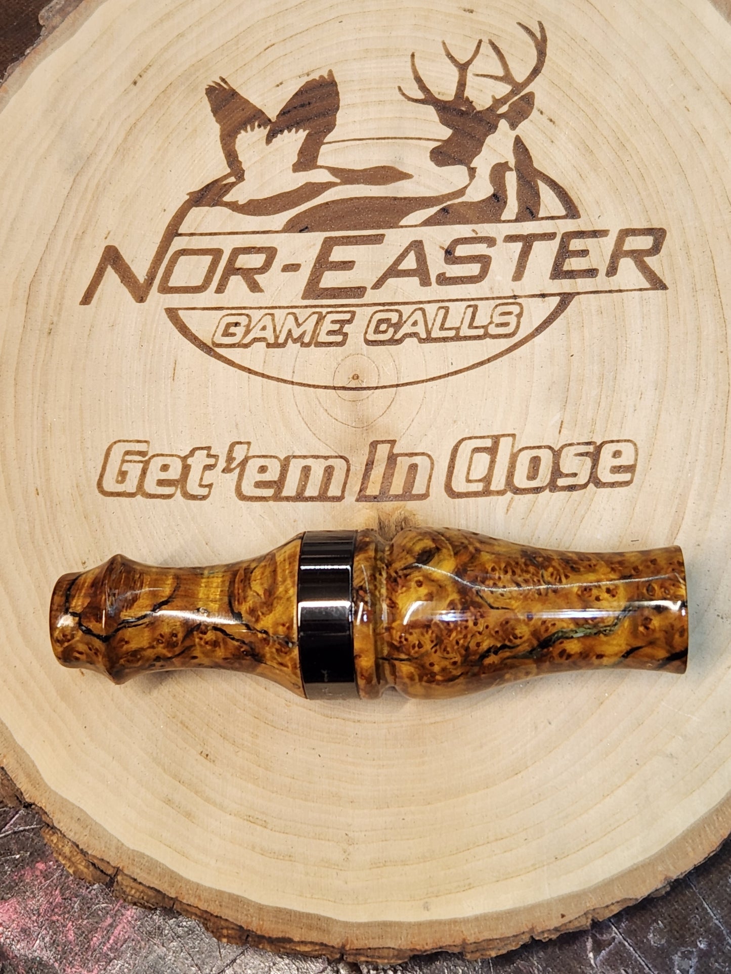 Chittum burl in resin double Reed Duck Call