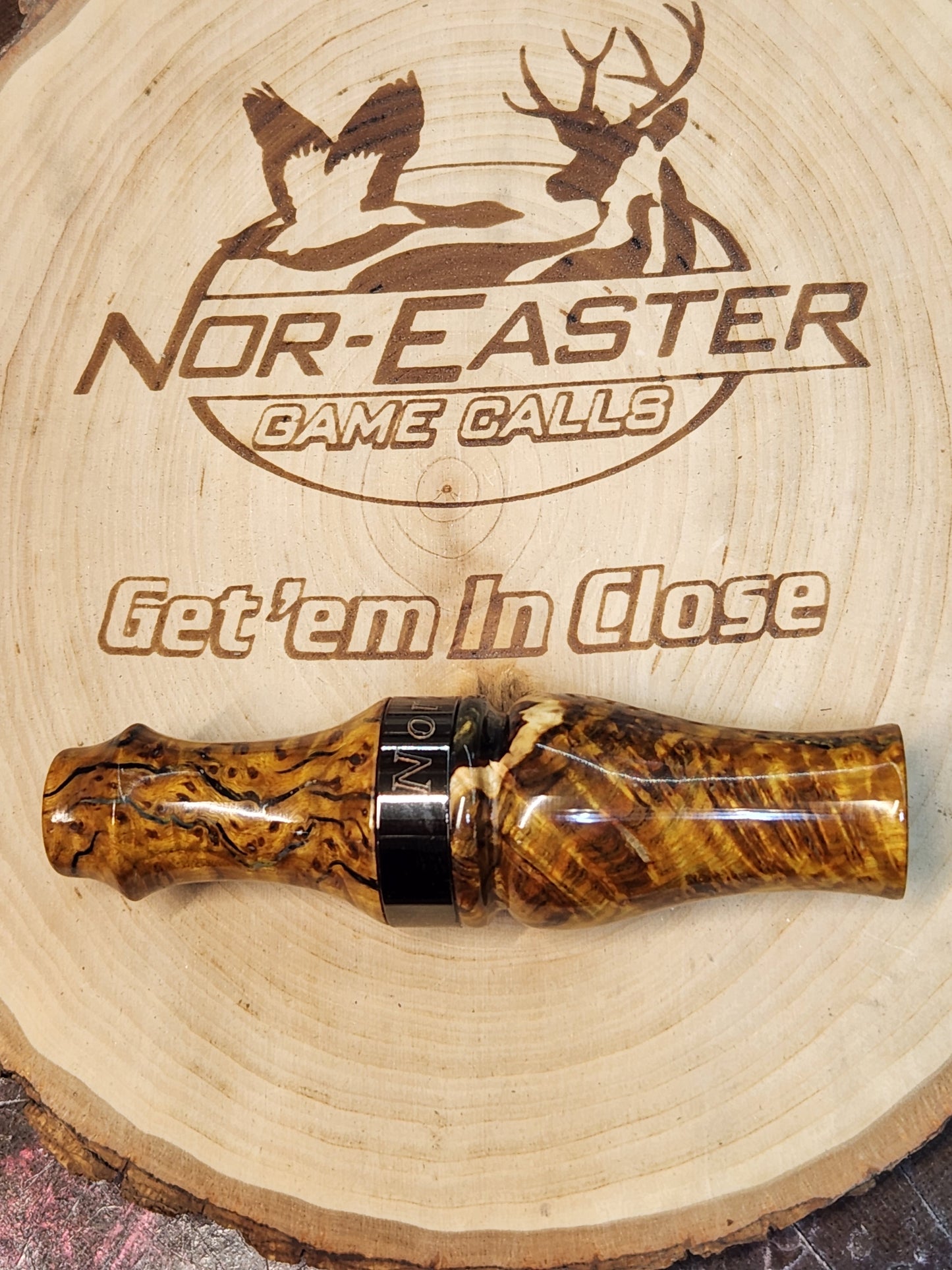 Chittum burl in resin double Reed Duck Call