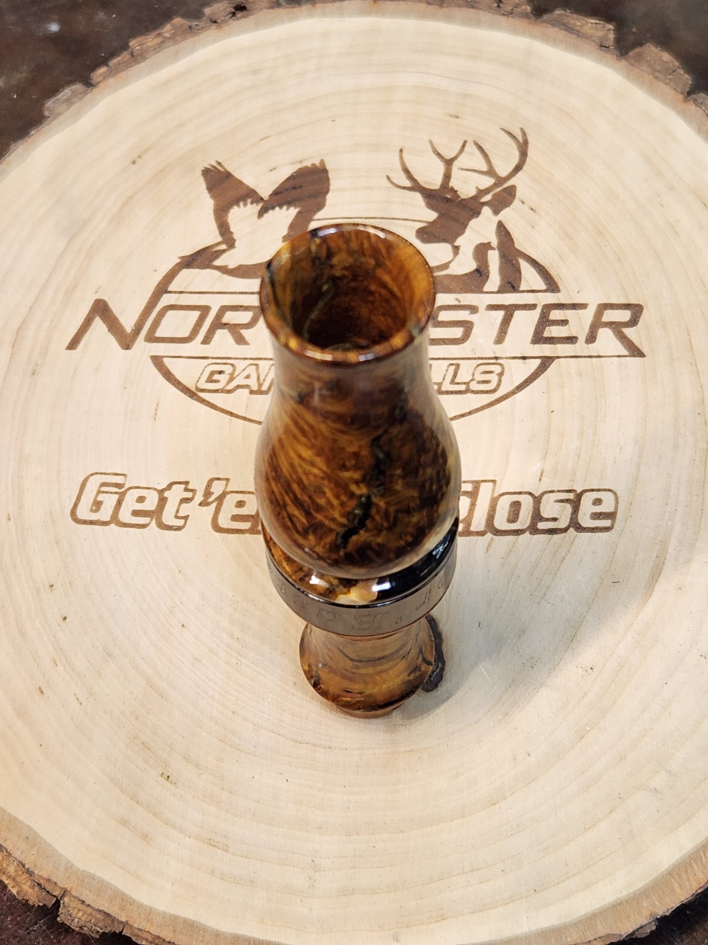 Chittum burl in resin double Reed Duck Call