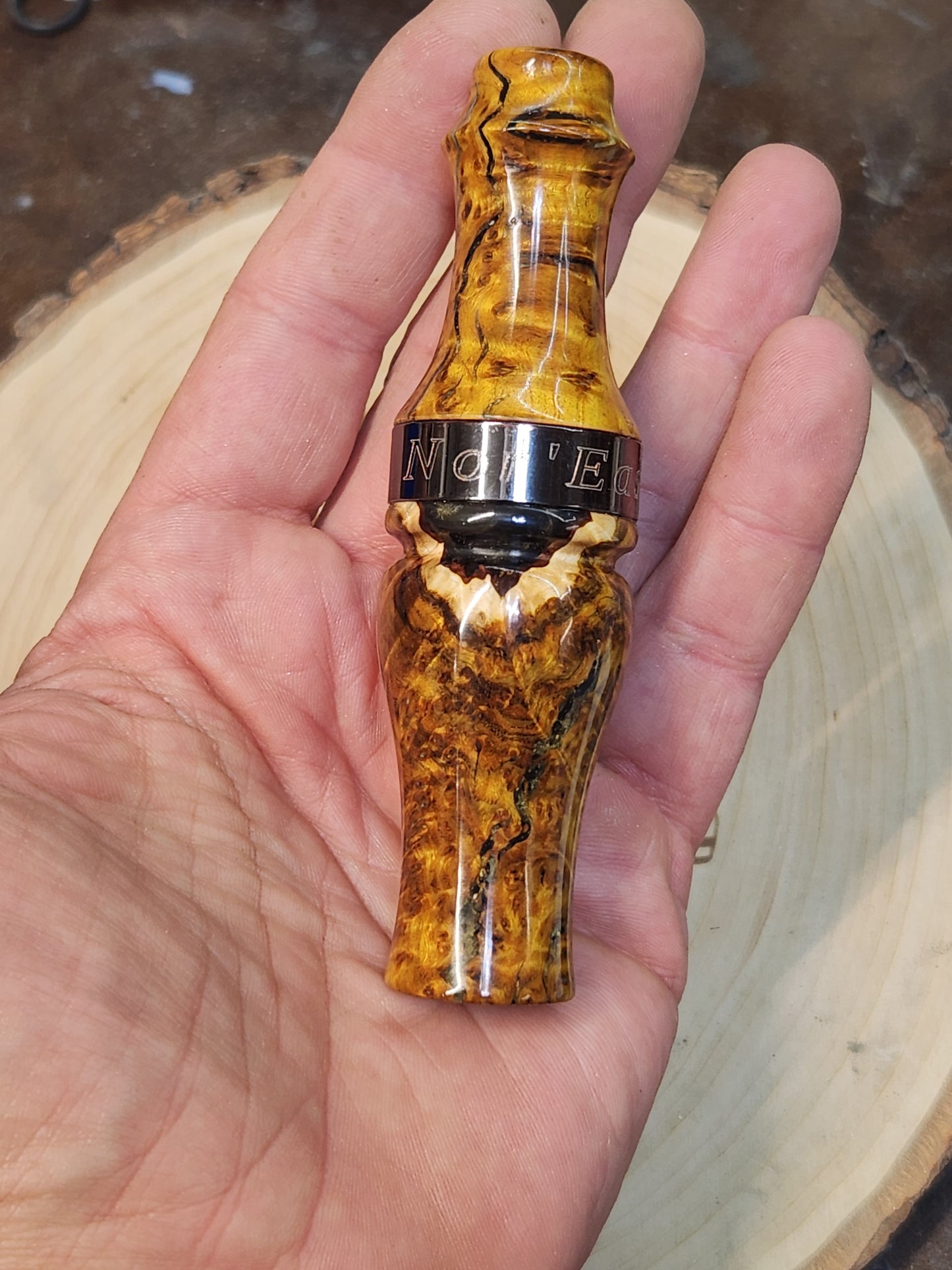 Chittum burl in resin double Reed Duck Call