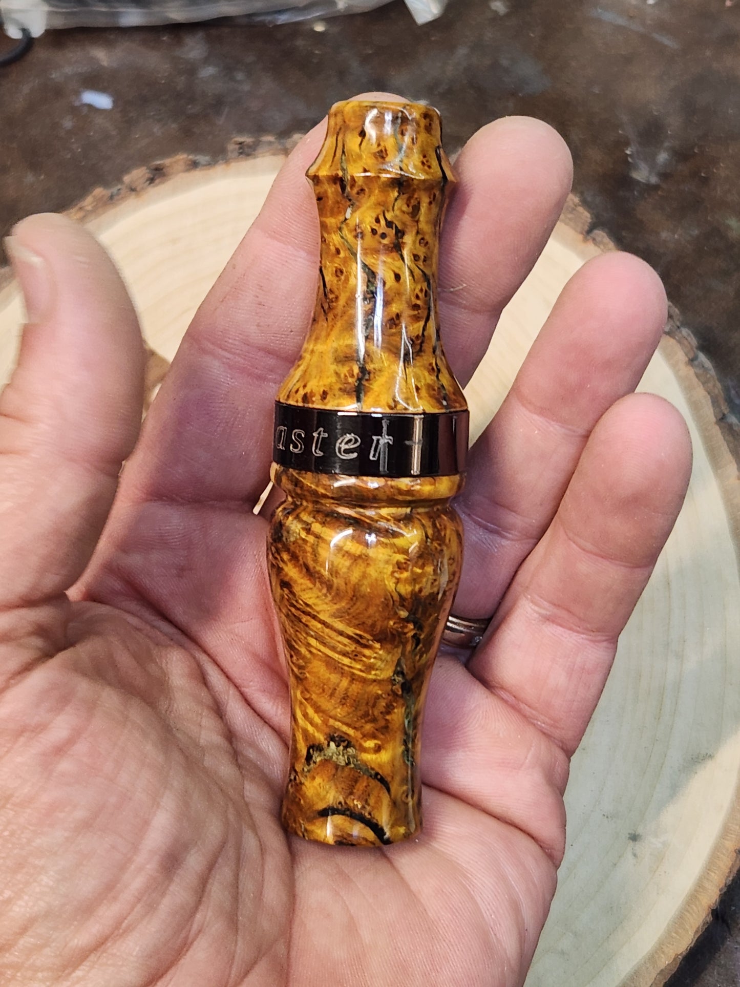 Chittum burl in resin double Reed Duck Call