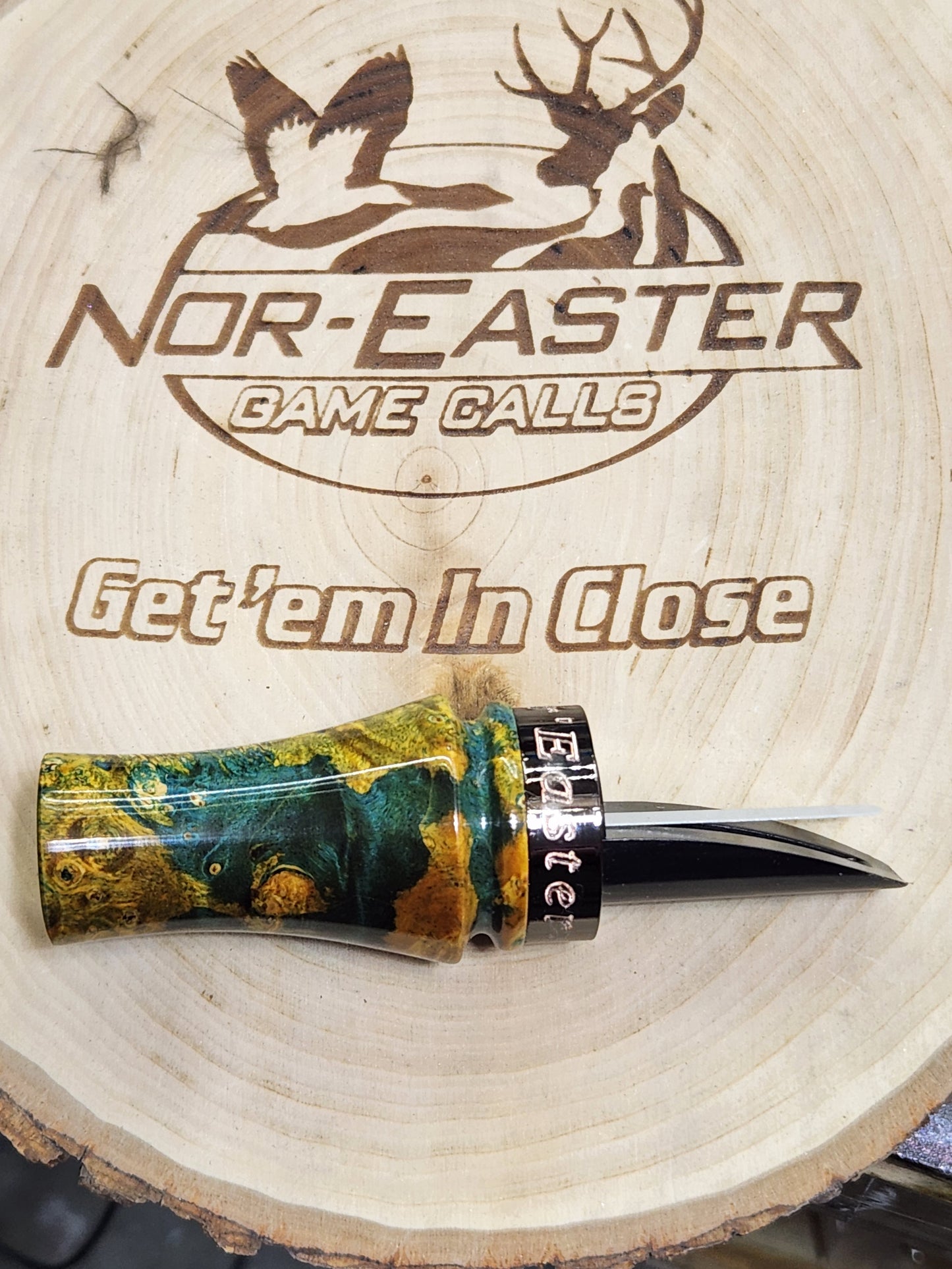 Sika deer calls stabilized and Dyed boxelder Burl Wood