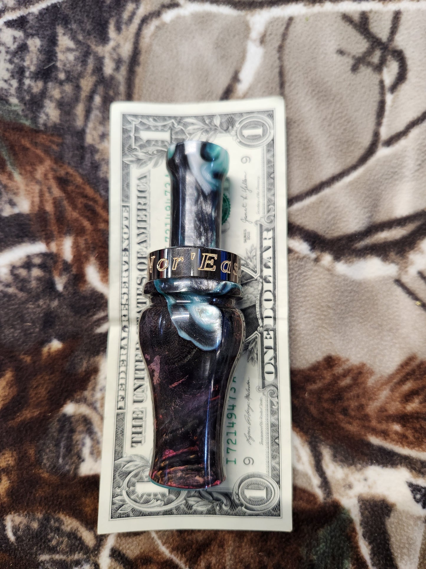 Boxelder burl wood and resin teal and wood duck call