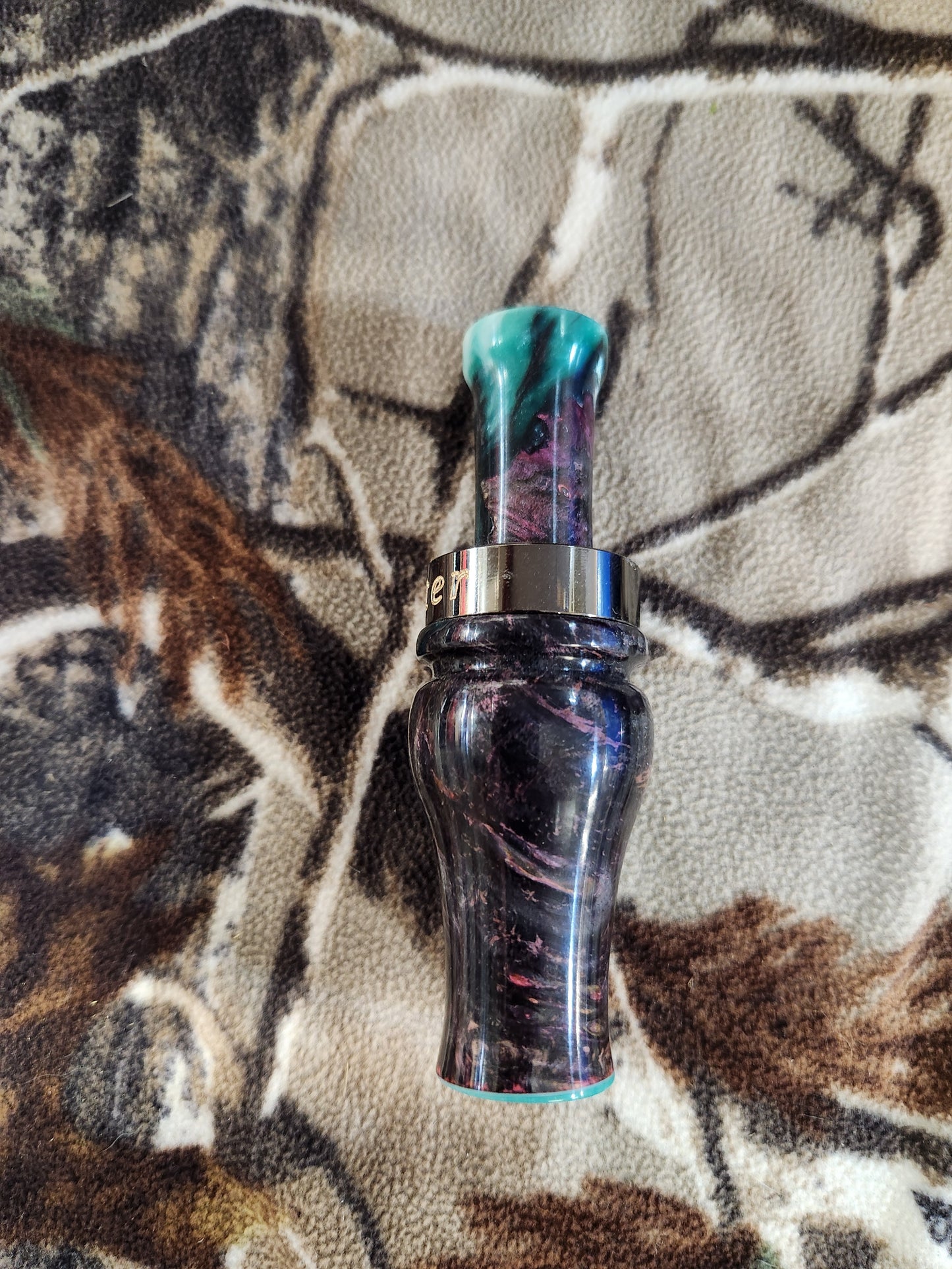 Boxelder burl wood and resin teal and wood duck call