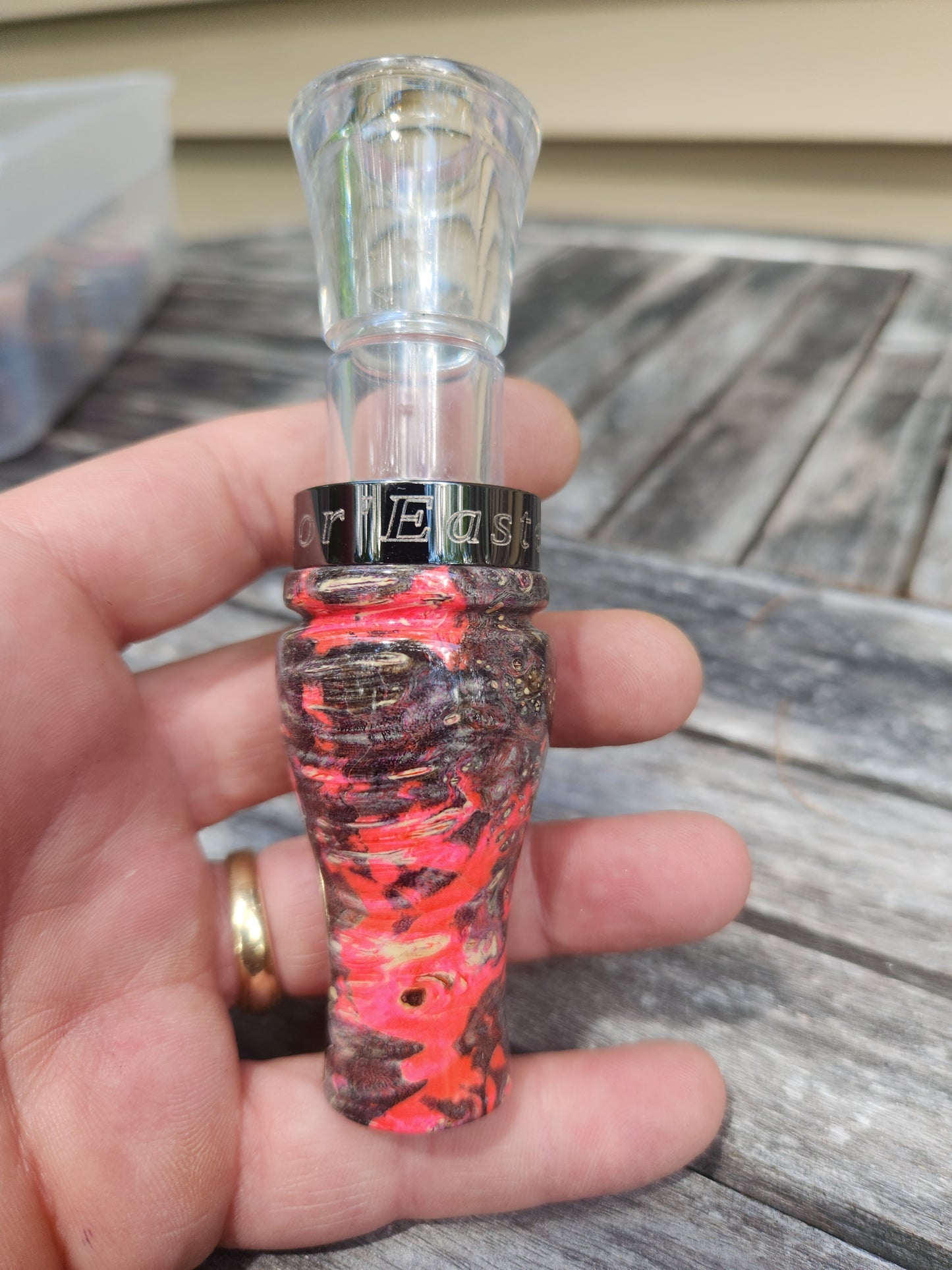 Boxelder burl wood with Resin short reed goose call