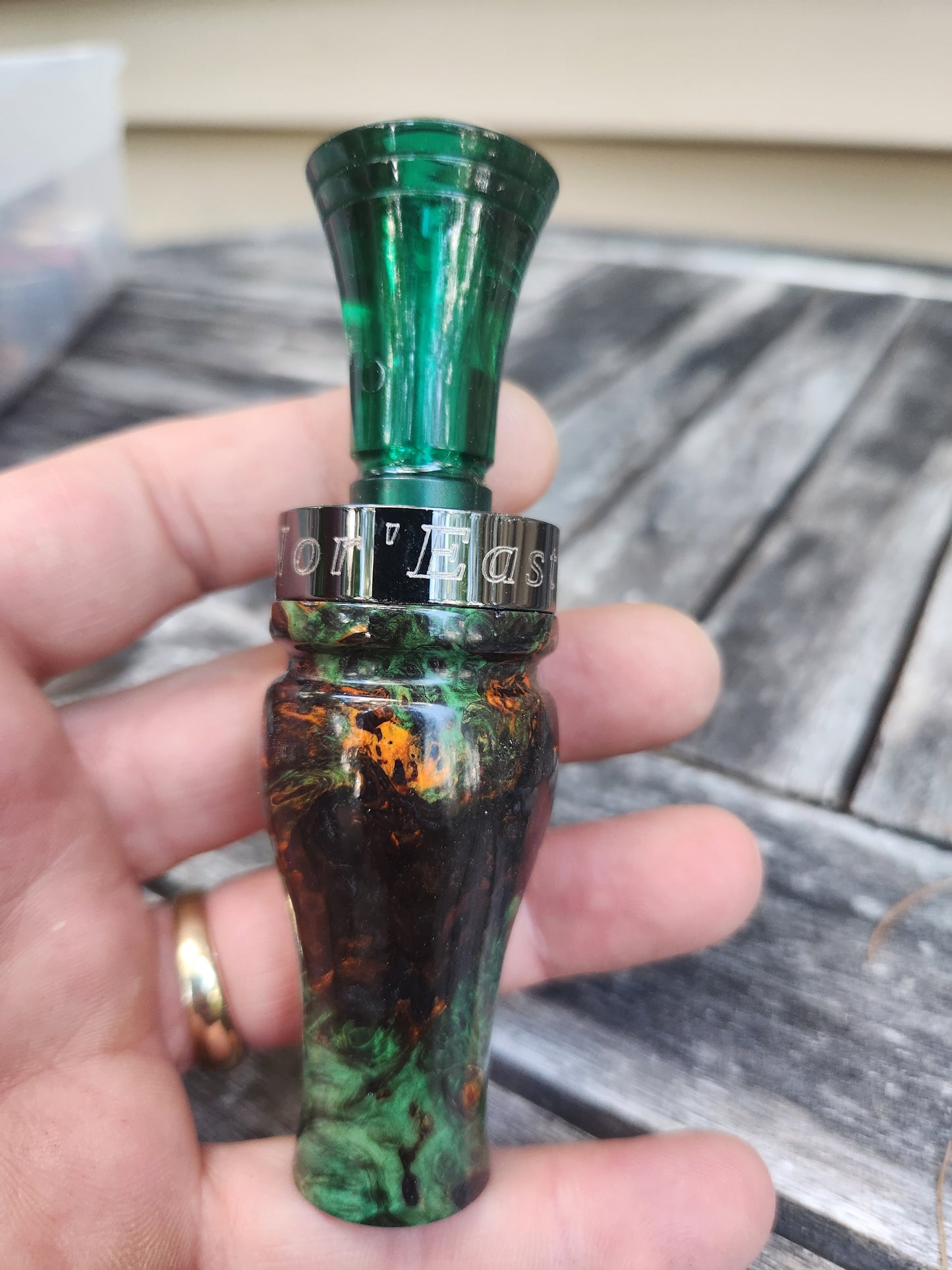 Amboyna burl wood single reed duck call