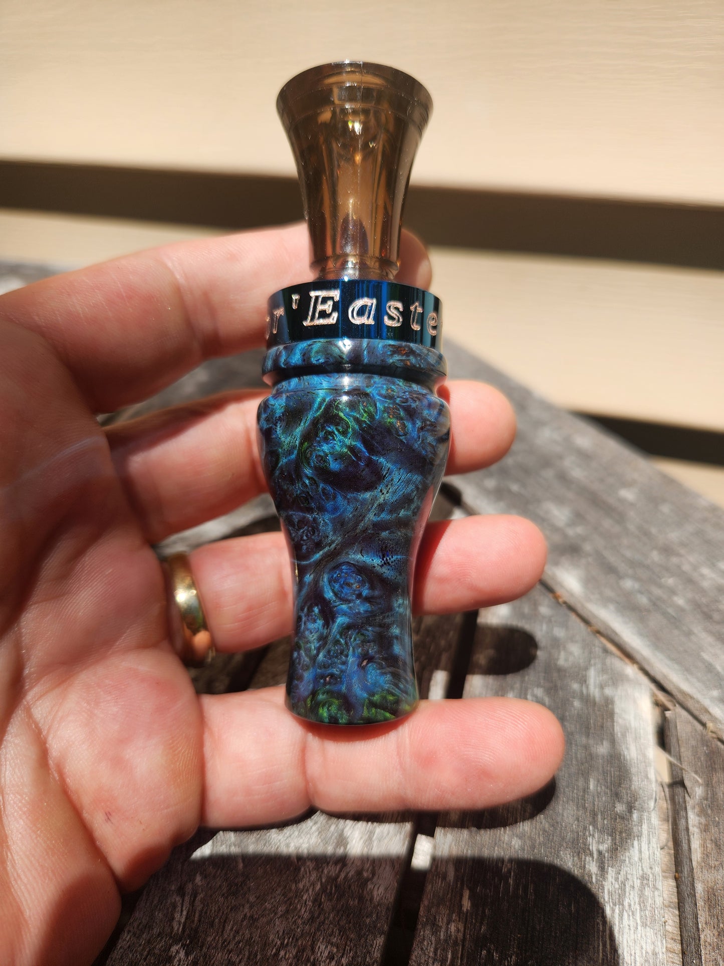 Amboyna burl wood with Resin double Reed Duck Call