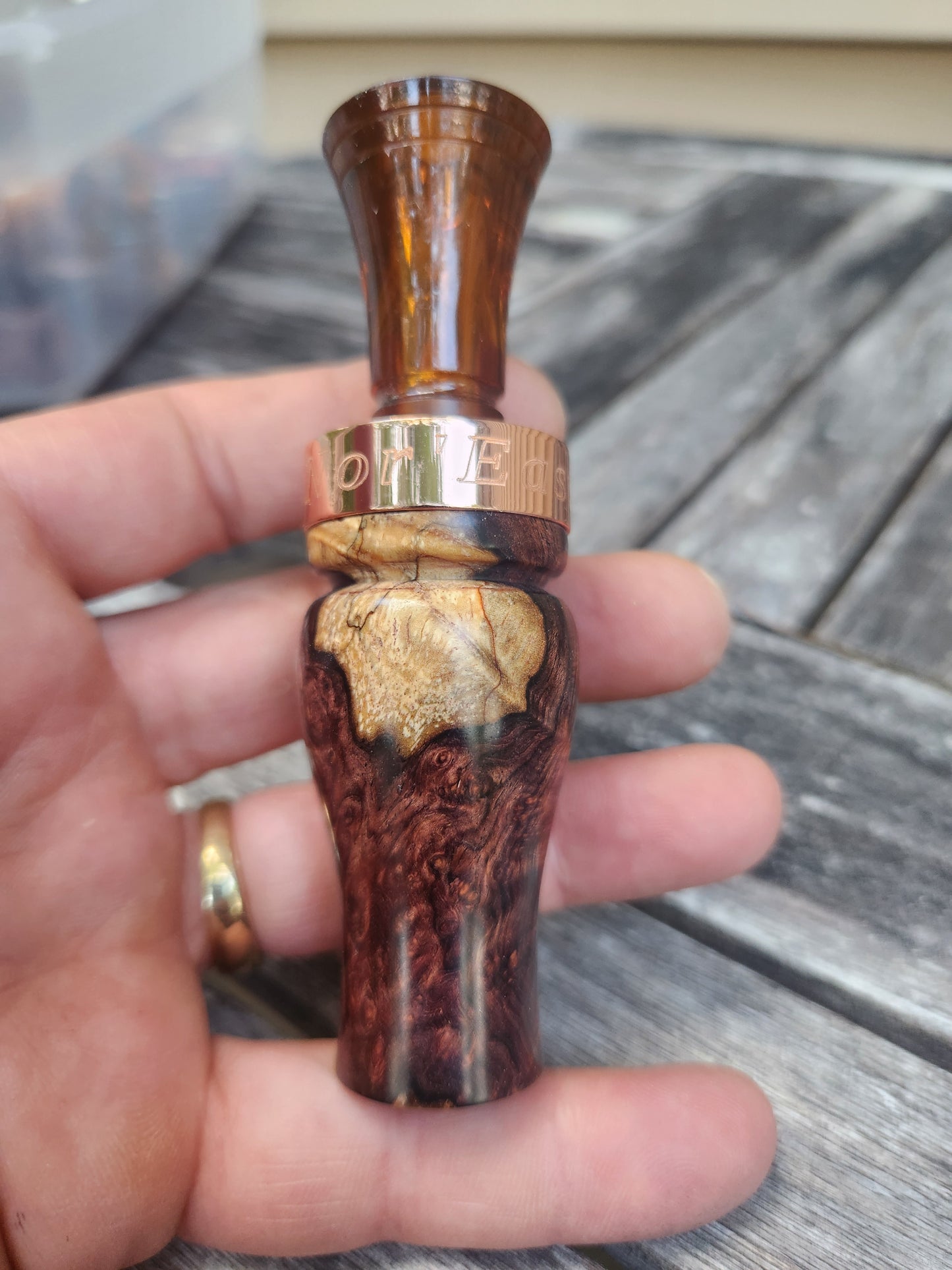Honduran rose wood burl single reed duck call