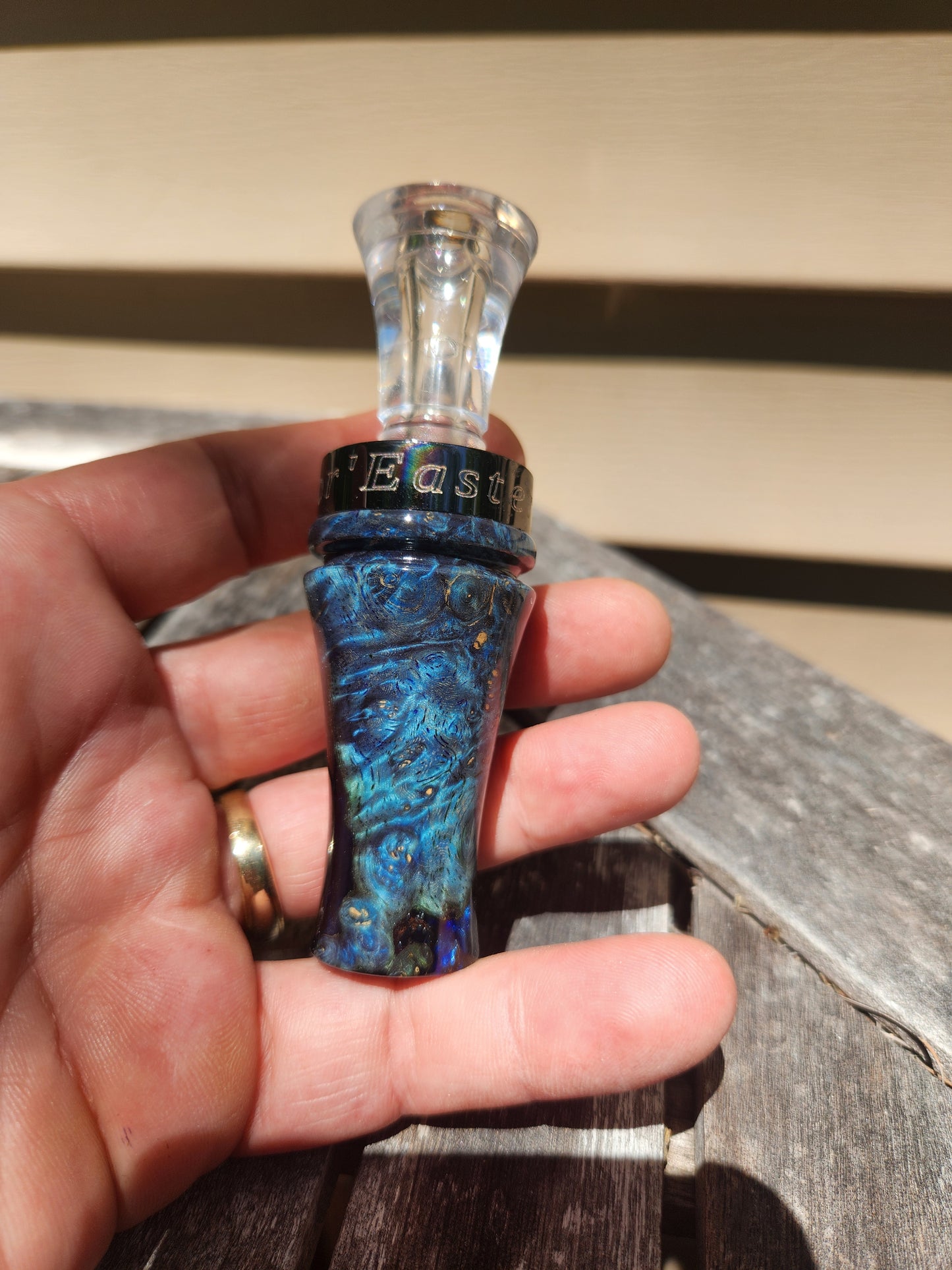 Boxelder burl wood with Resin single reed duck call
