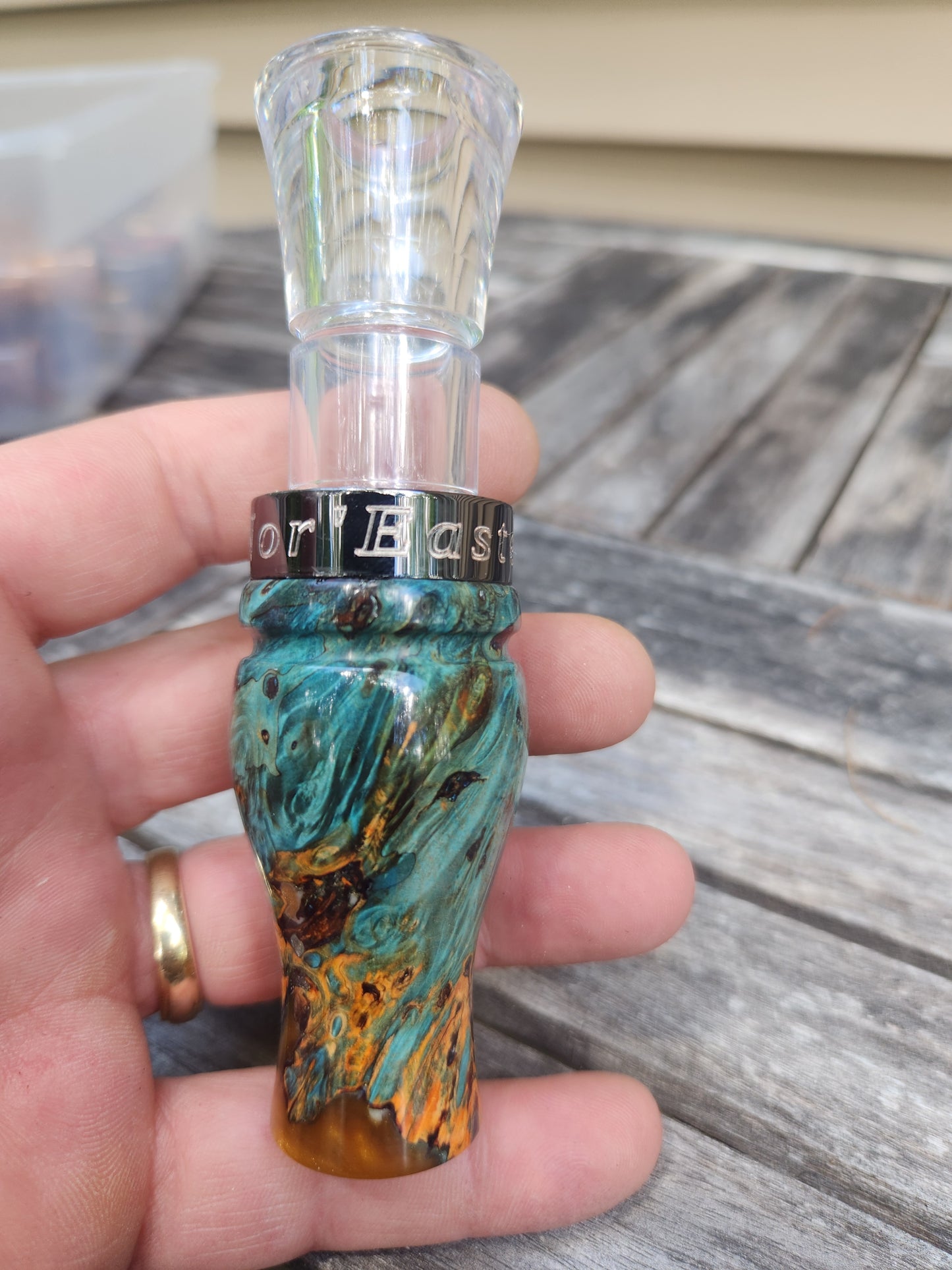 Boxelder burl wood with Resin short reed goose call