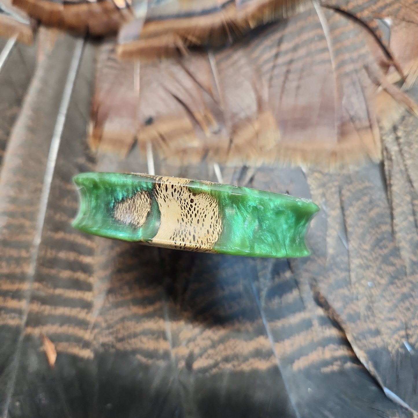custom cholla cactus in green aluminite resin with slate surface