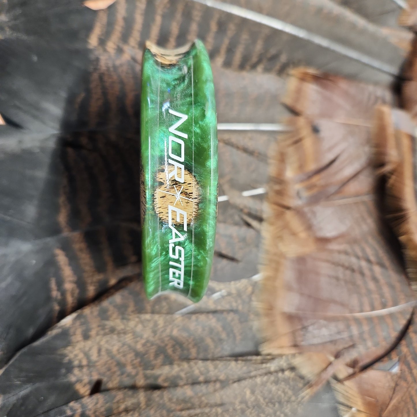 custom cholla cactus in green aluminite resin with blasted crystal surface