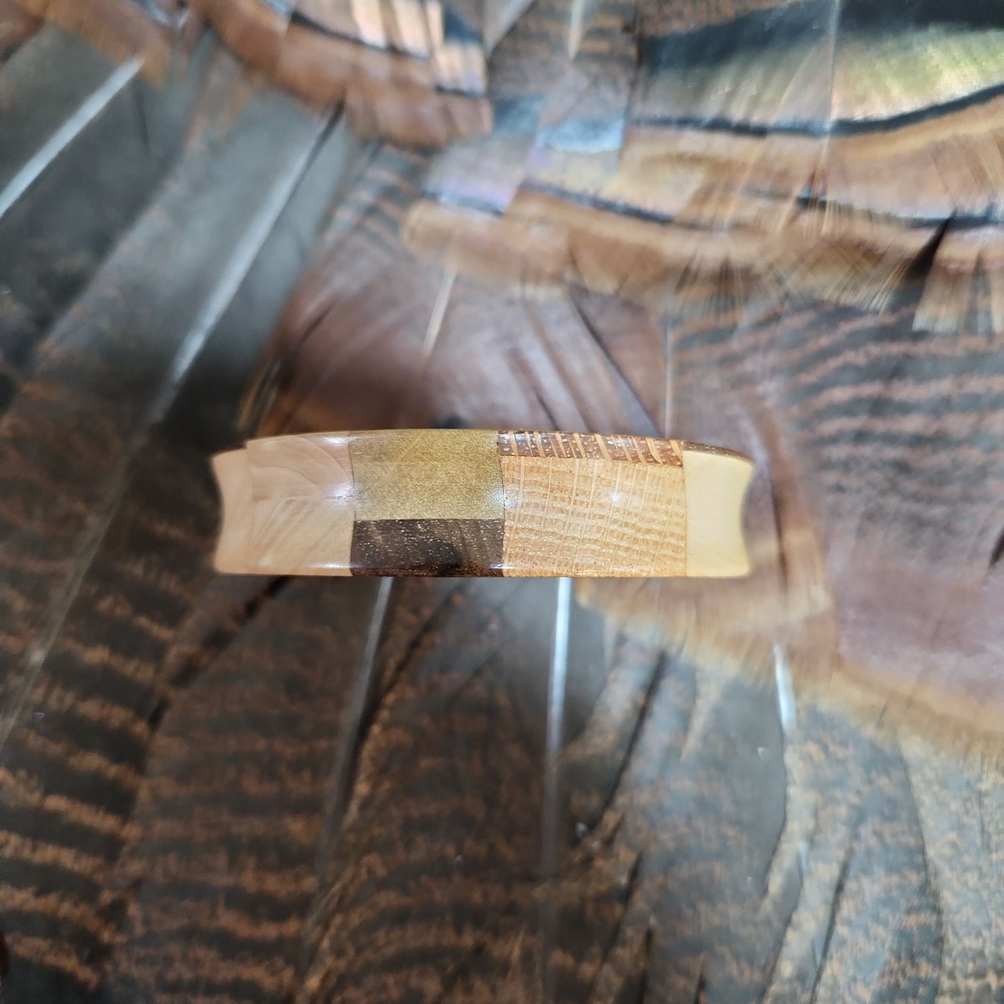 Maple and Walnut laminated wood brushed copper with glass sound board