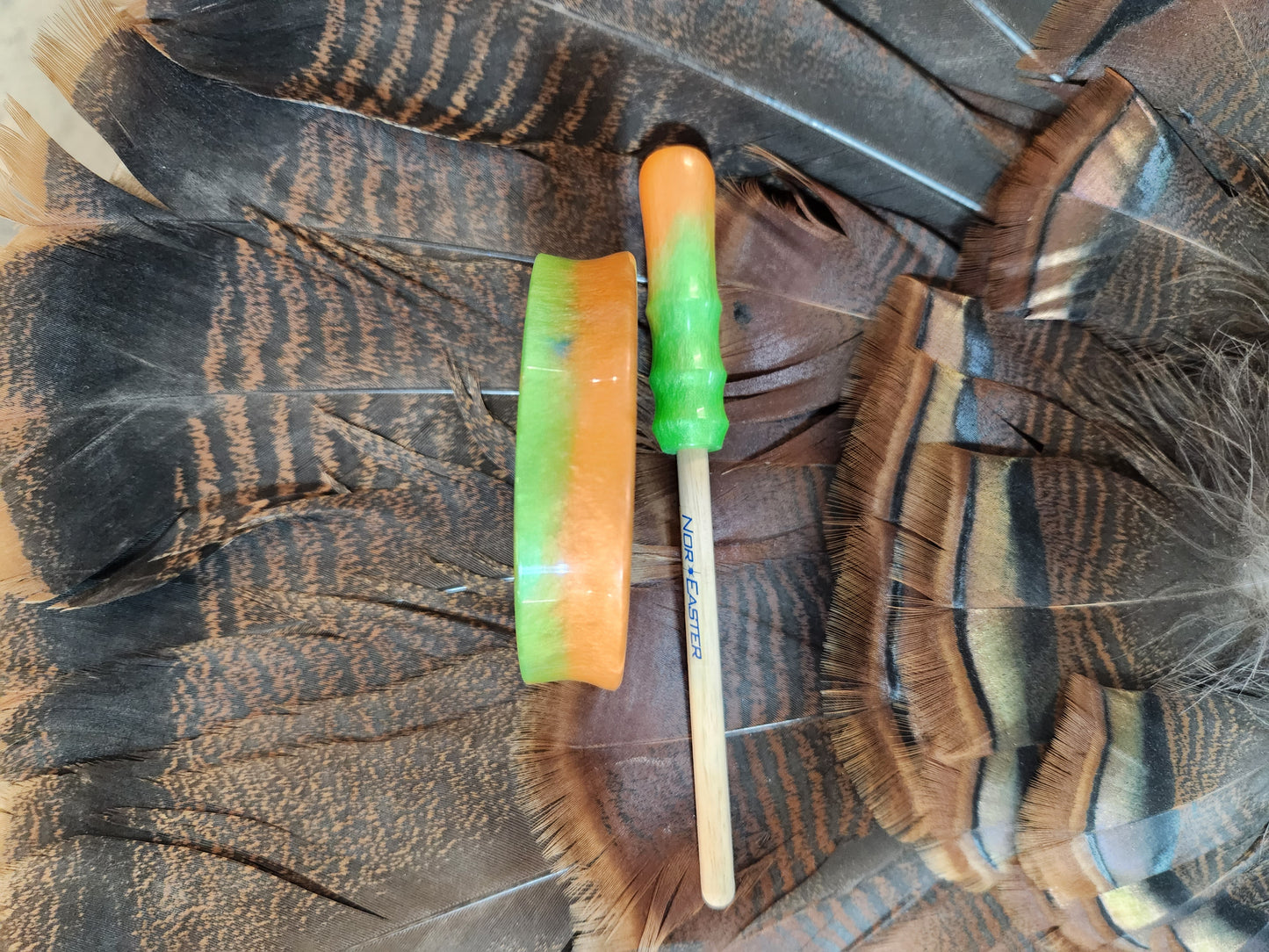 Nor'Easter Orange green windbreaker turkey pot call