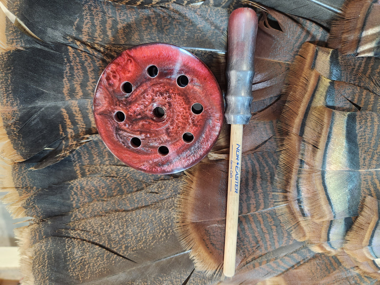 Nor'Easter Red grey windbreaker turkey pot call