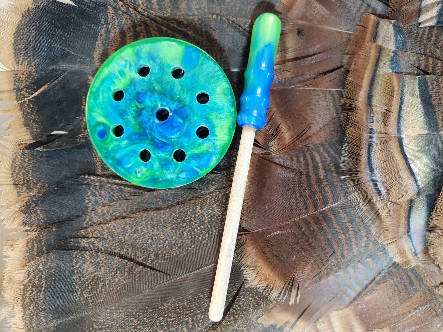 Nor'Easter Blue green windbreaker turkey pot call