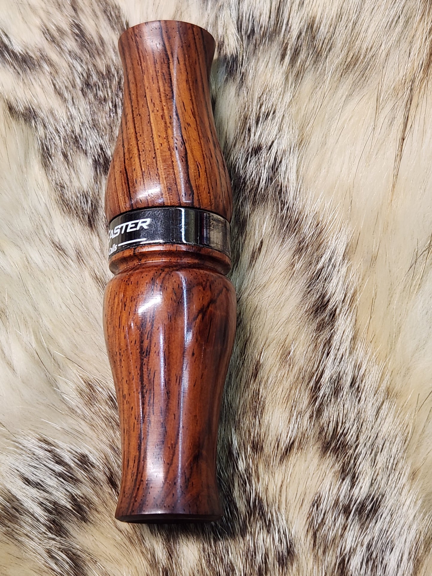 Custom cocobolo wood goose call with gun metal band