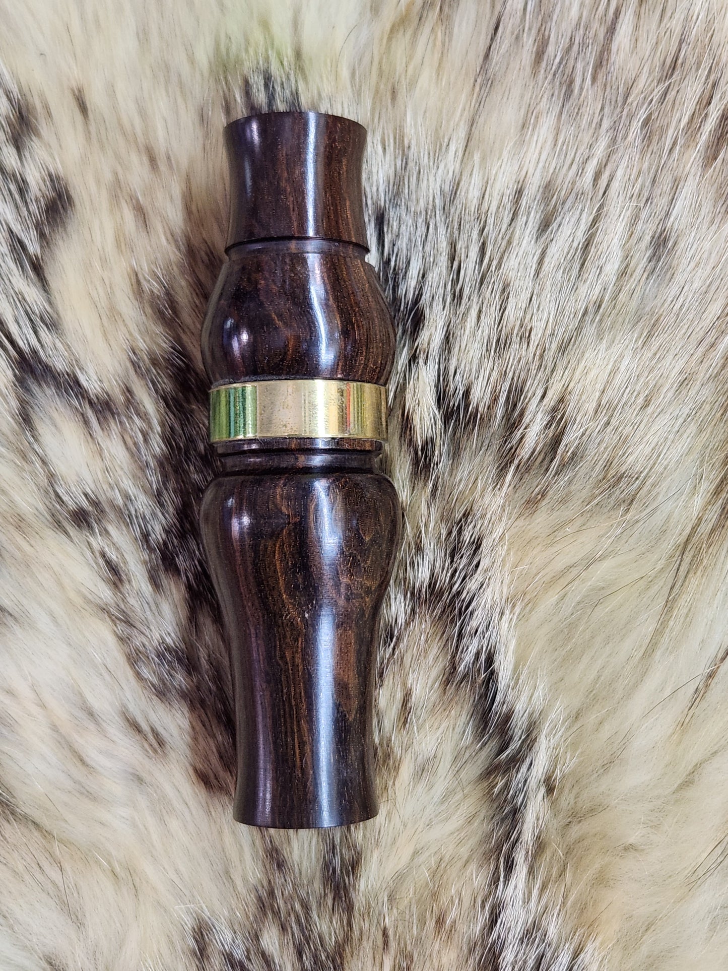 Custom Surinam Ironwood goose call with brass band