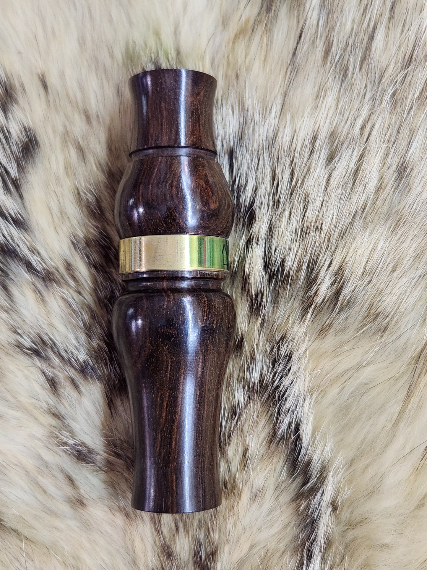 Custom Surinam Ironwood goose call with brass band