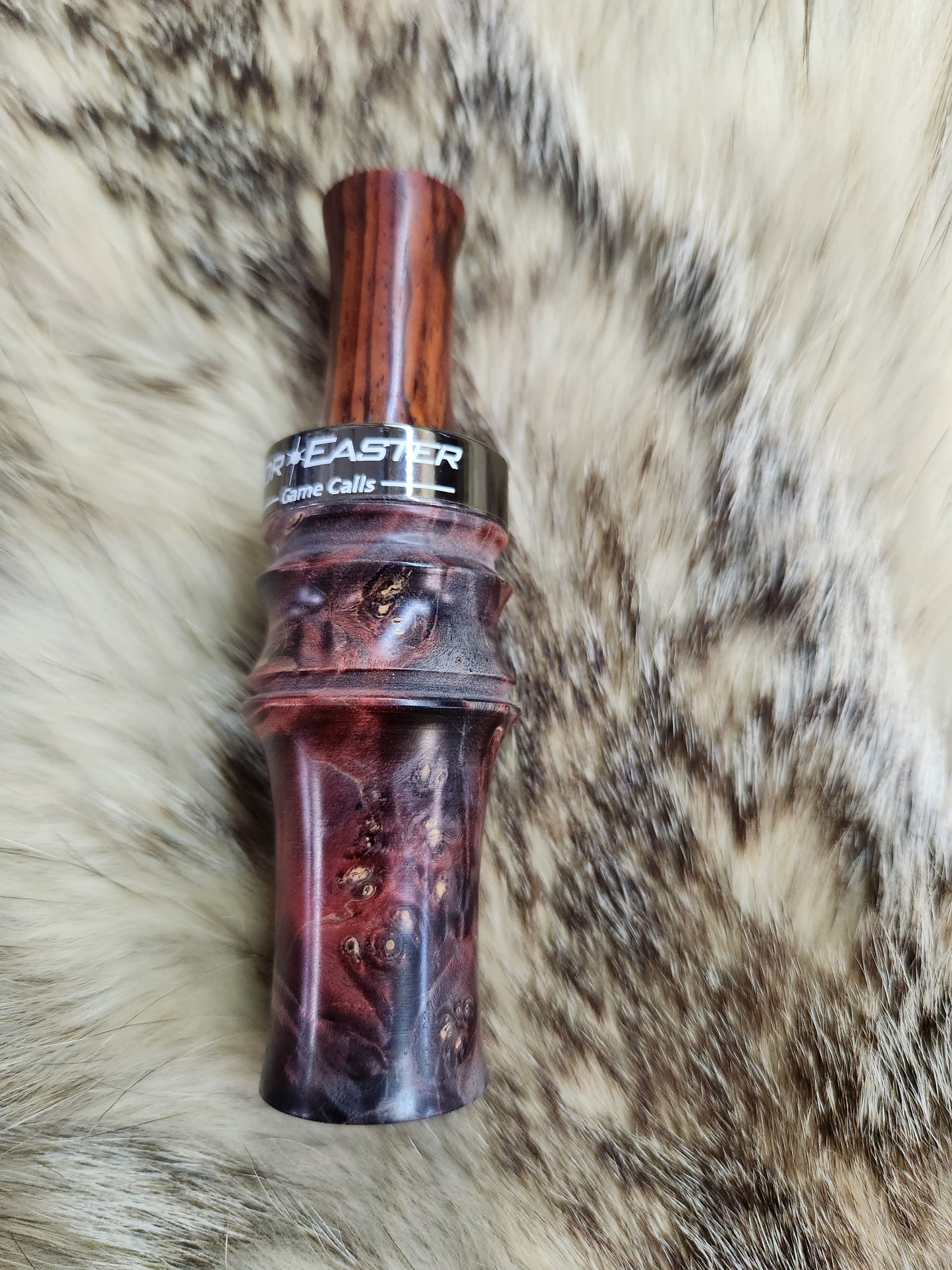 Custom triple dyed stabilized Boxelder wood with cocbolo wood single reed tone board