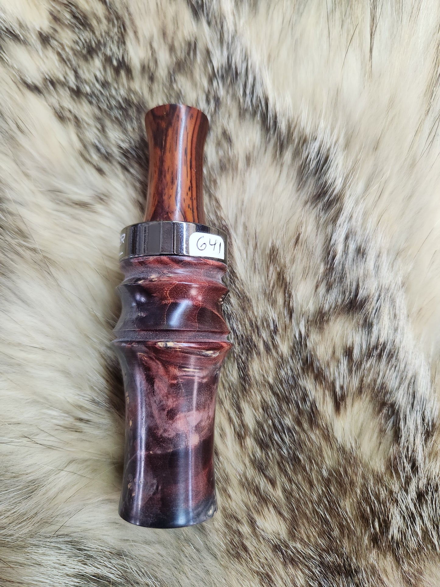Custom triple dyed stabilized Boxelder wood with cocbolo wood single reed tone board