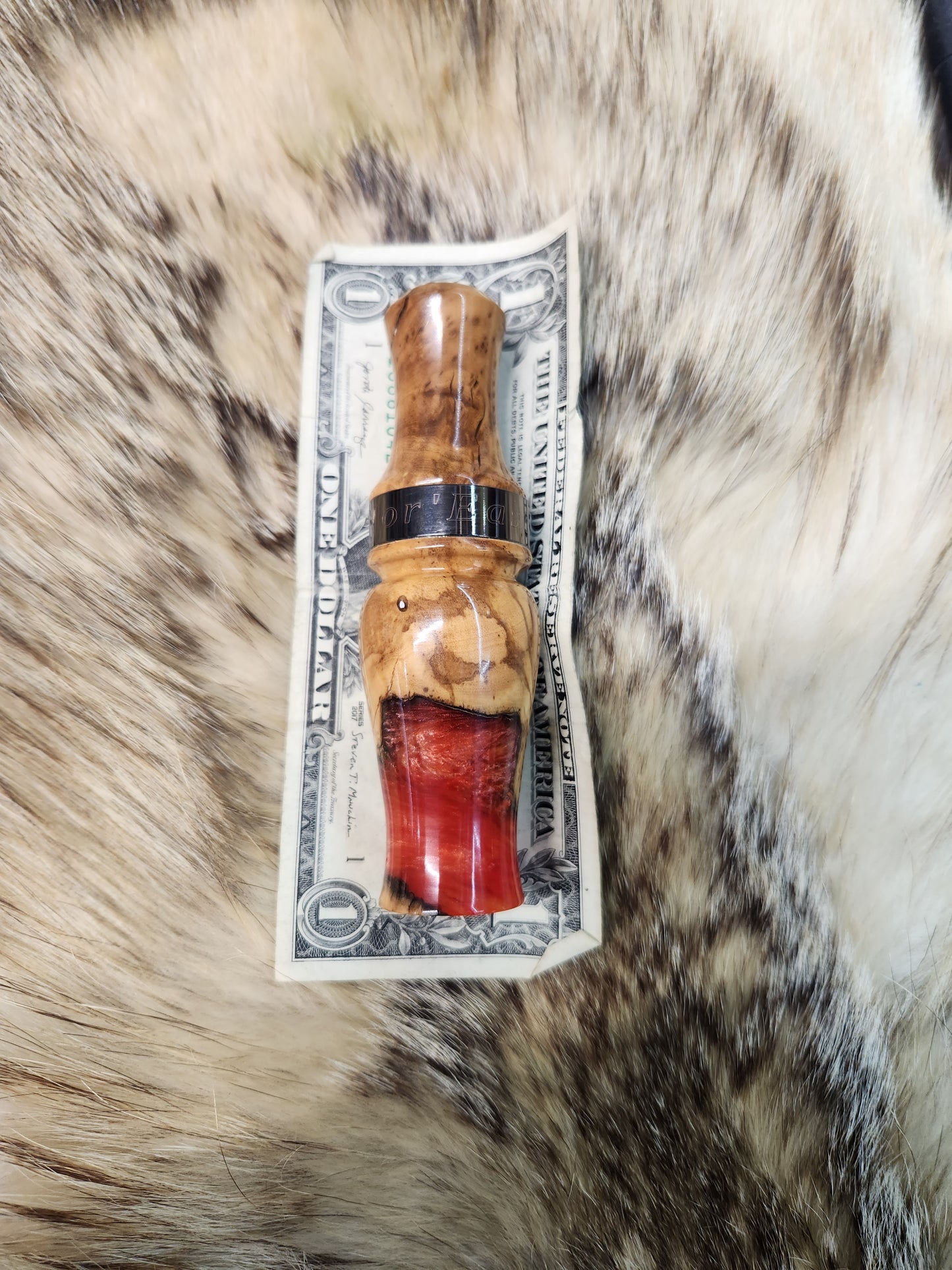 Olive wood in resin Double reed Duck Call