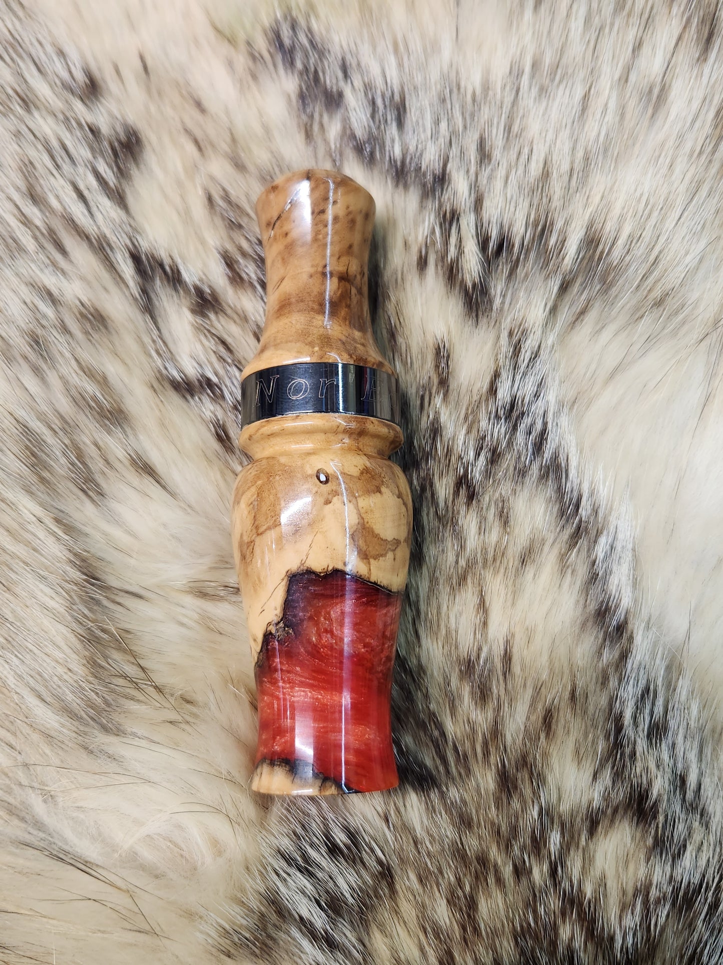 Olive wood in resin Double reed Duck Call