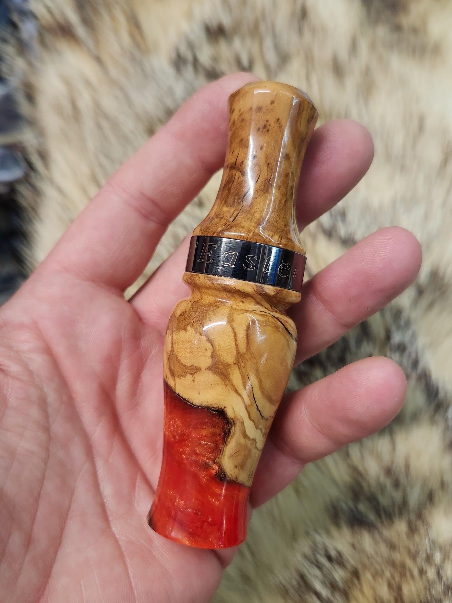 Olive wood in resin Double reed Duck Call