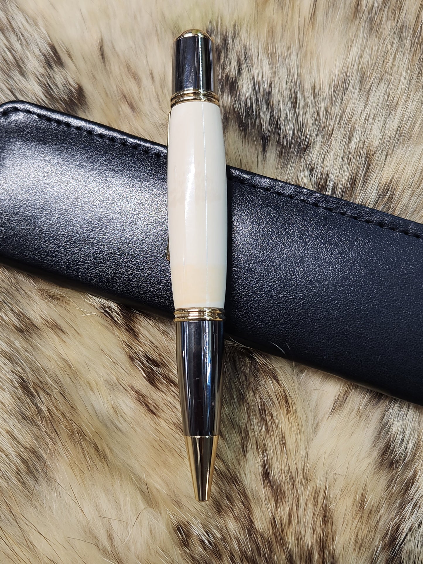 Custom Mammoth Ivory Gatsby style pen 14kt gold plated fittings