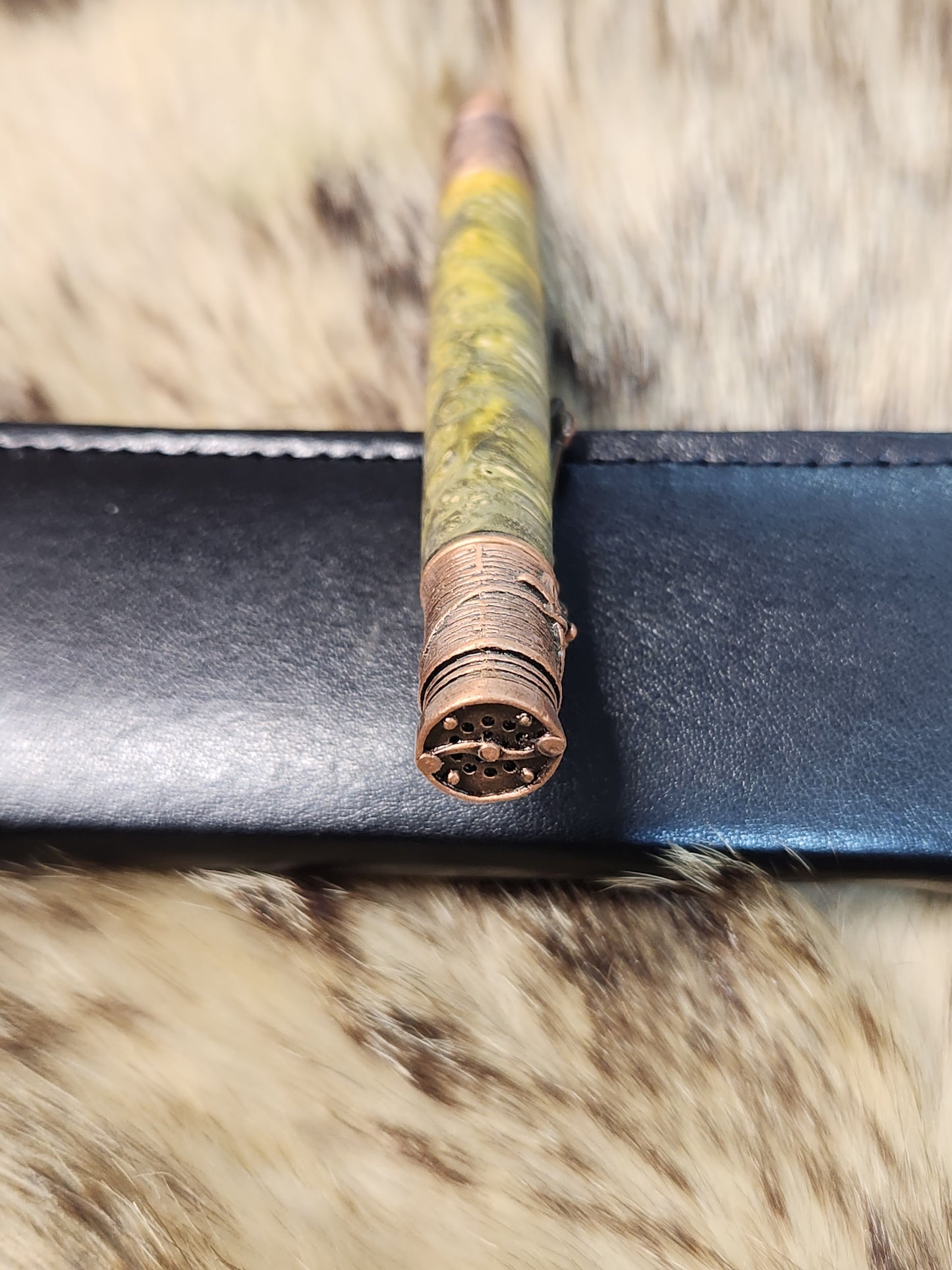 Fly fishing pen in copper made from double dyed boxelder burl wood