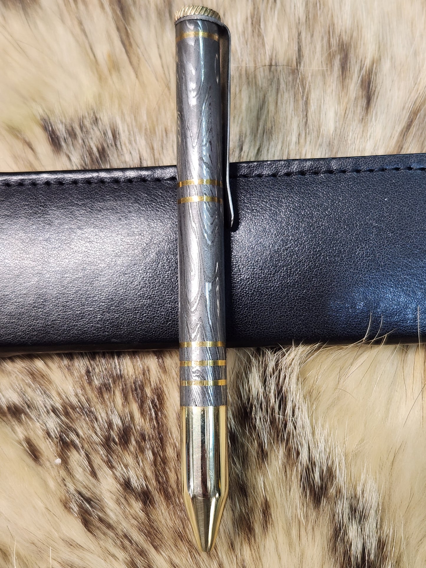 Real Damascus pen bolt action style
