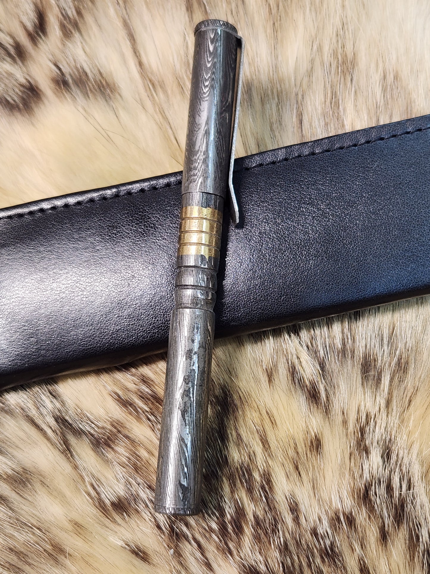 Damascus steel and brass custom pen