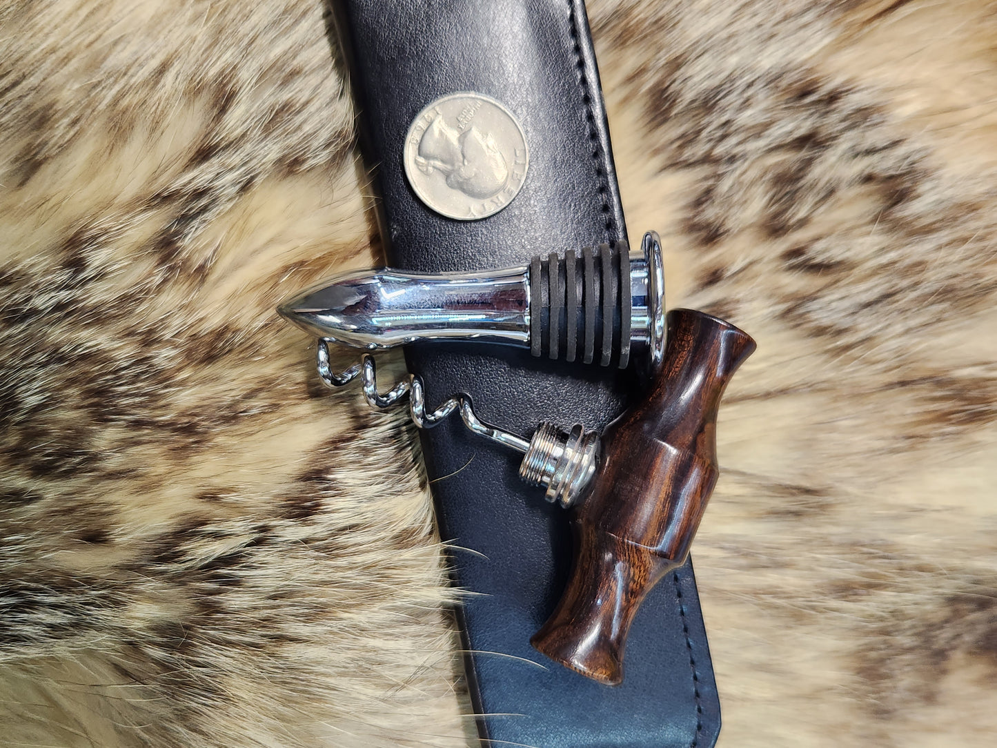 Arizona desert Iron wood T handle wine bottle stopper and cork screw